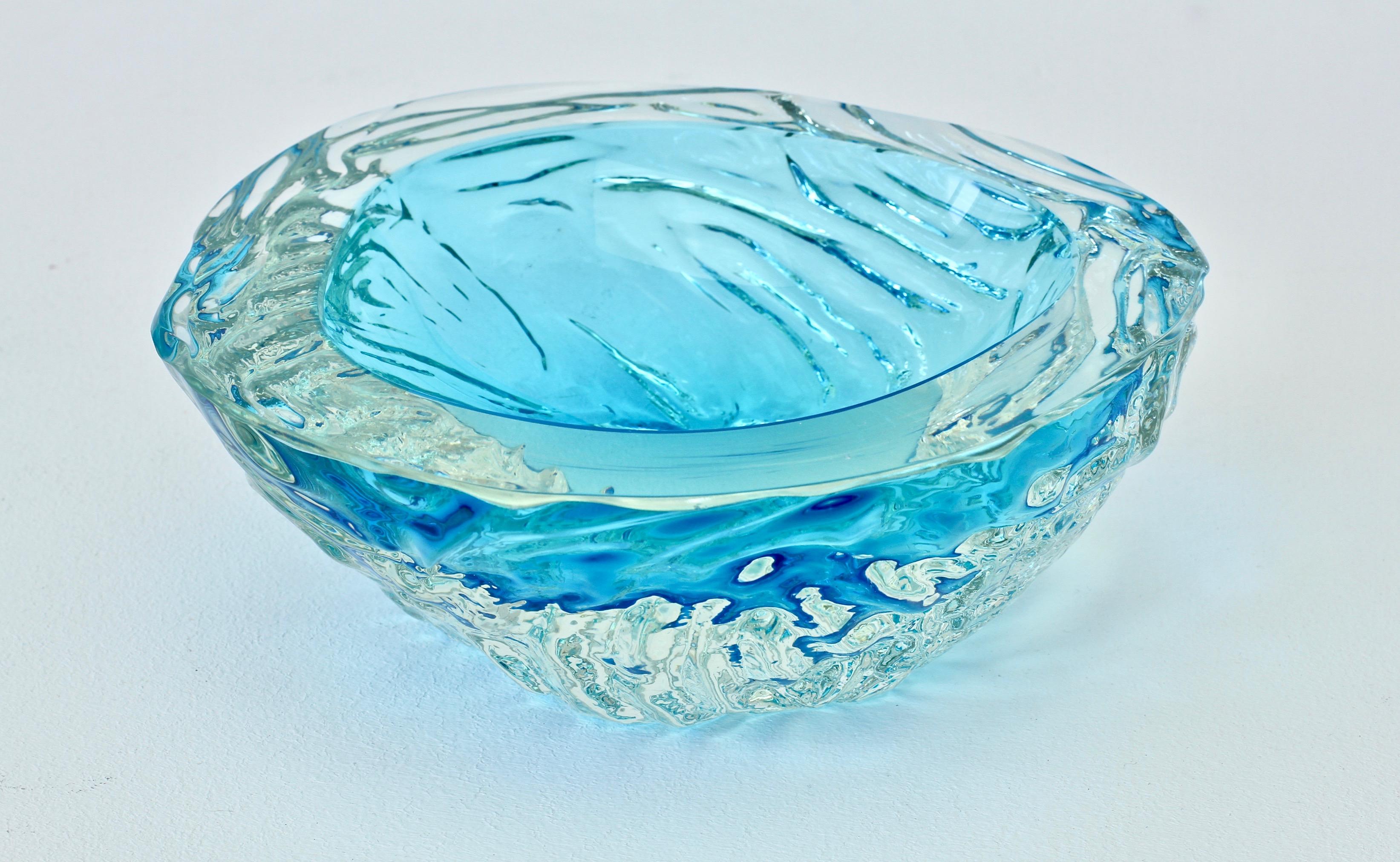 Große große italienische blaue „Sommerso“-Schale aus Muranoglas, Maurizio Albarelli zugeschrieben 9