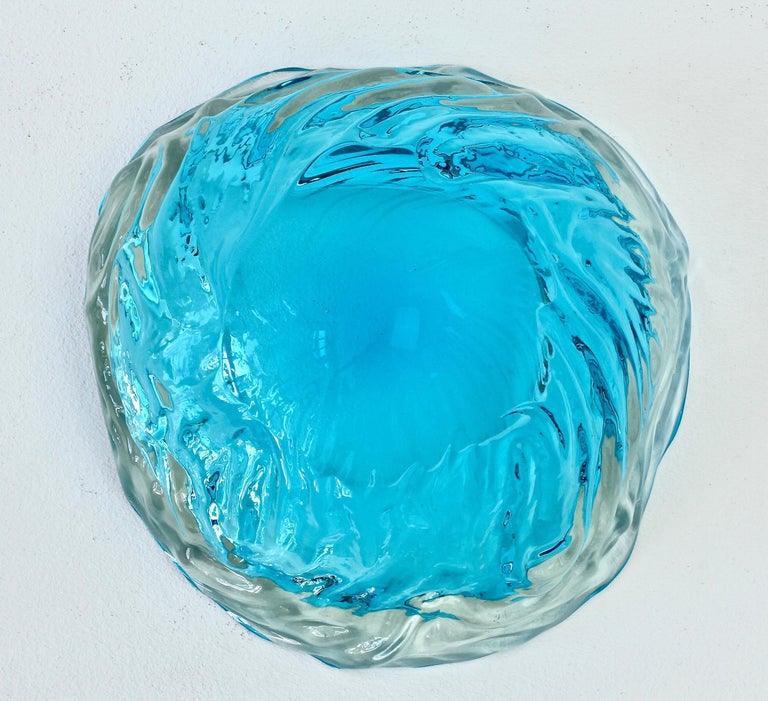 Large Italian Blue 'Sommerso' Murano Glass Bowl Maurizio Albarelli Attributed For Sale 13