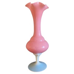Grand vase italien bohème en opaline rose, années 1960