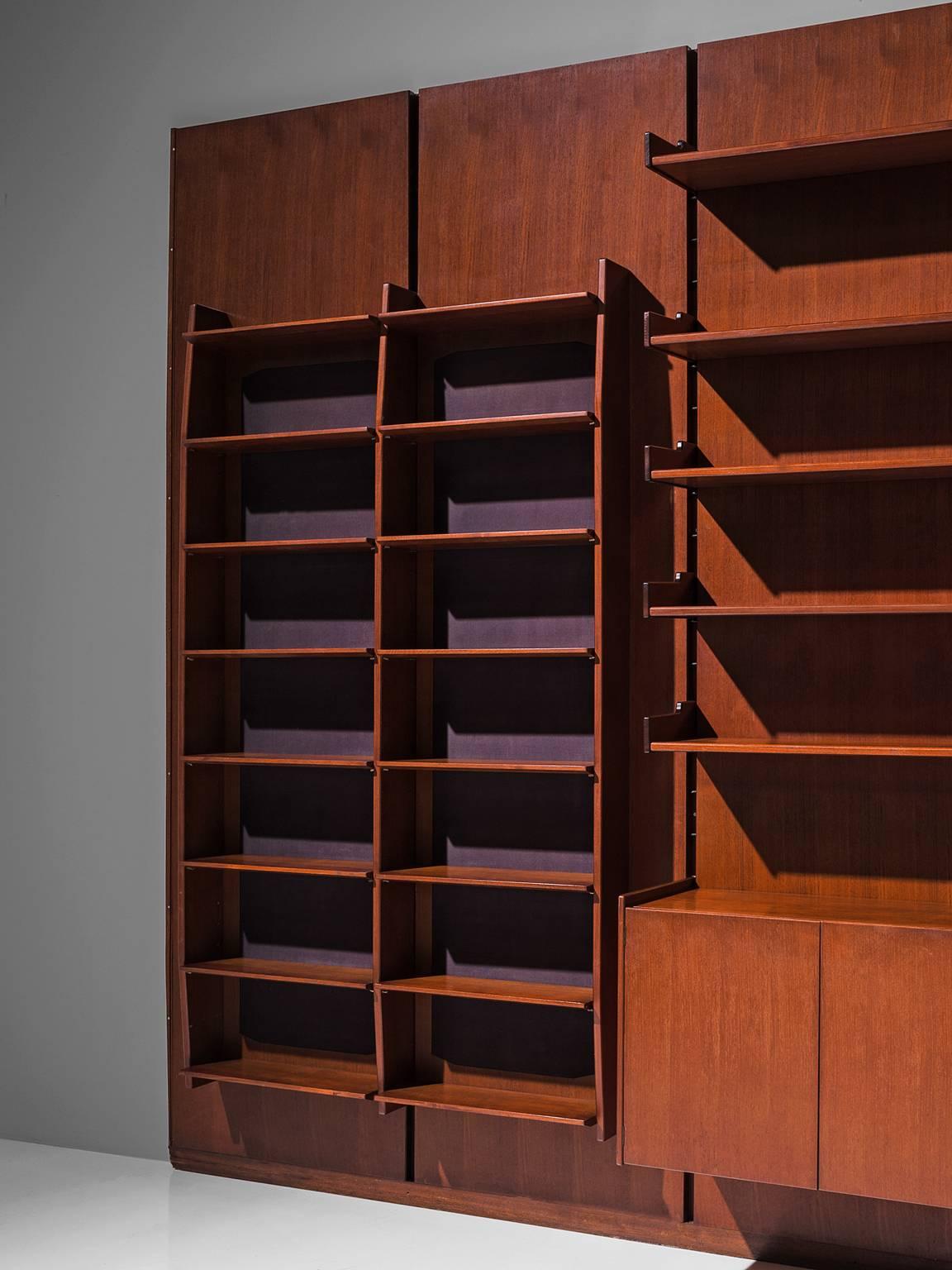 Mid-20th Century Large Italian Bookcase in Teak