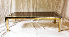 Large Italian Brass and Chrome Plating Coffee Table by Romeo Rega, 1970s