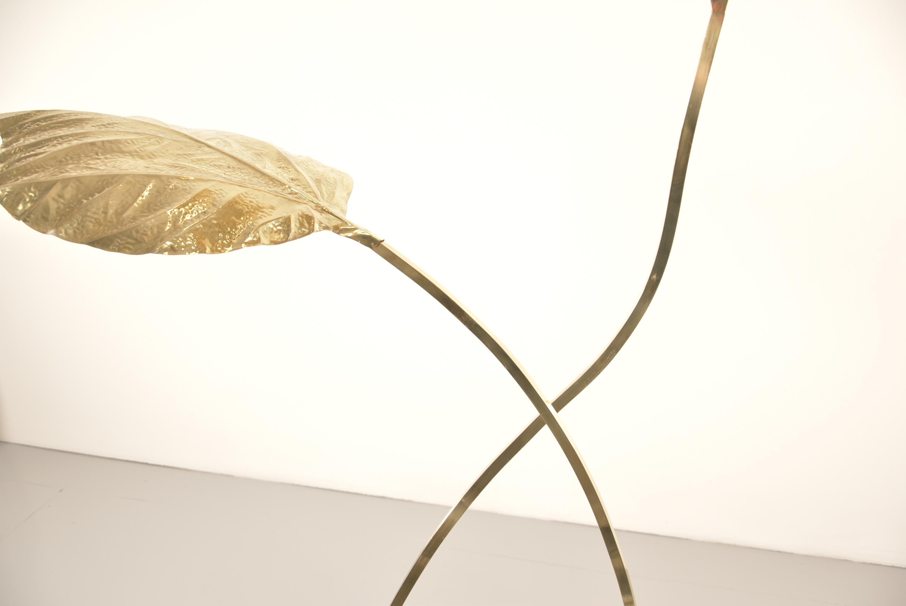 Large Italian Brass Floor Lamp by Tommaso Barbi 2