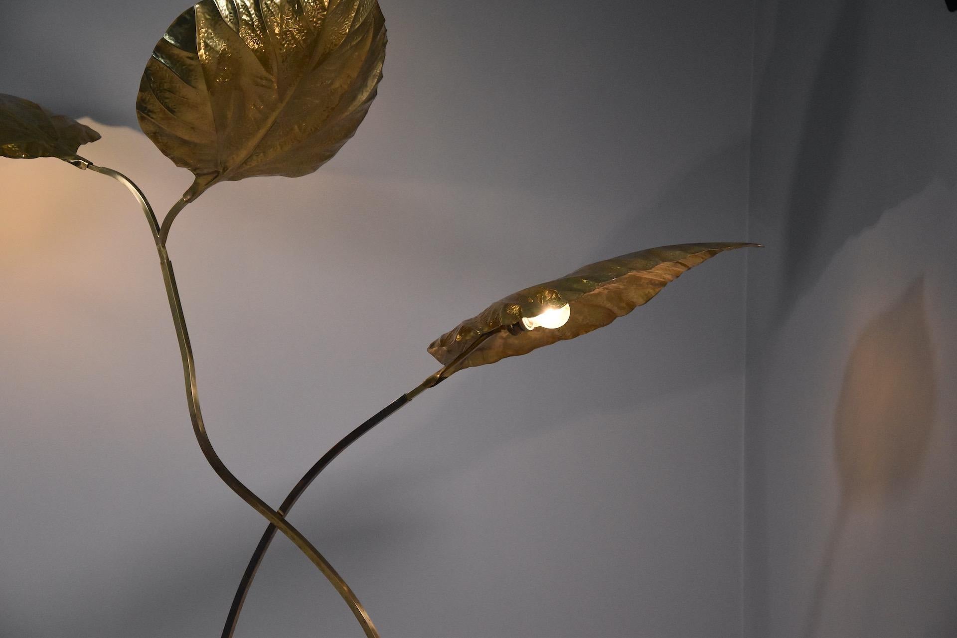 Large Italian Brass Floor Lamp by Tommaso Barbi For Sale 2