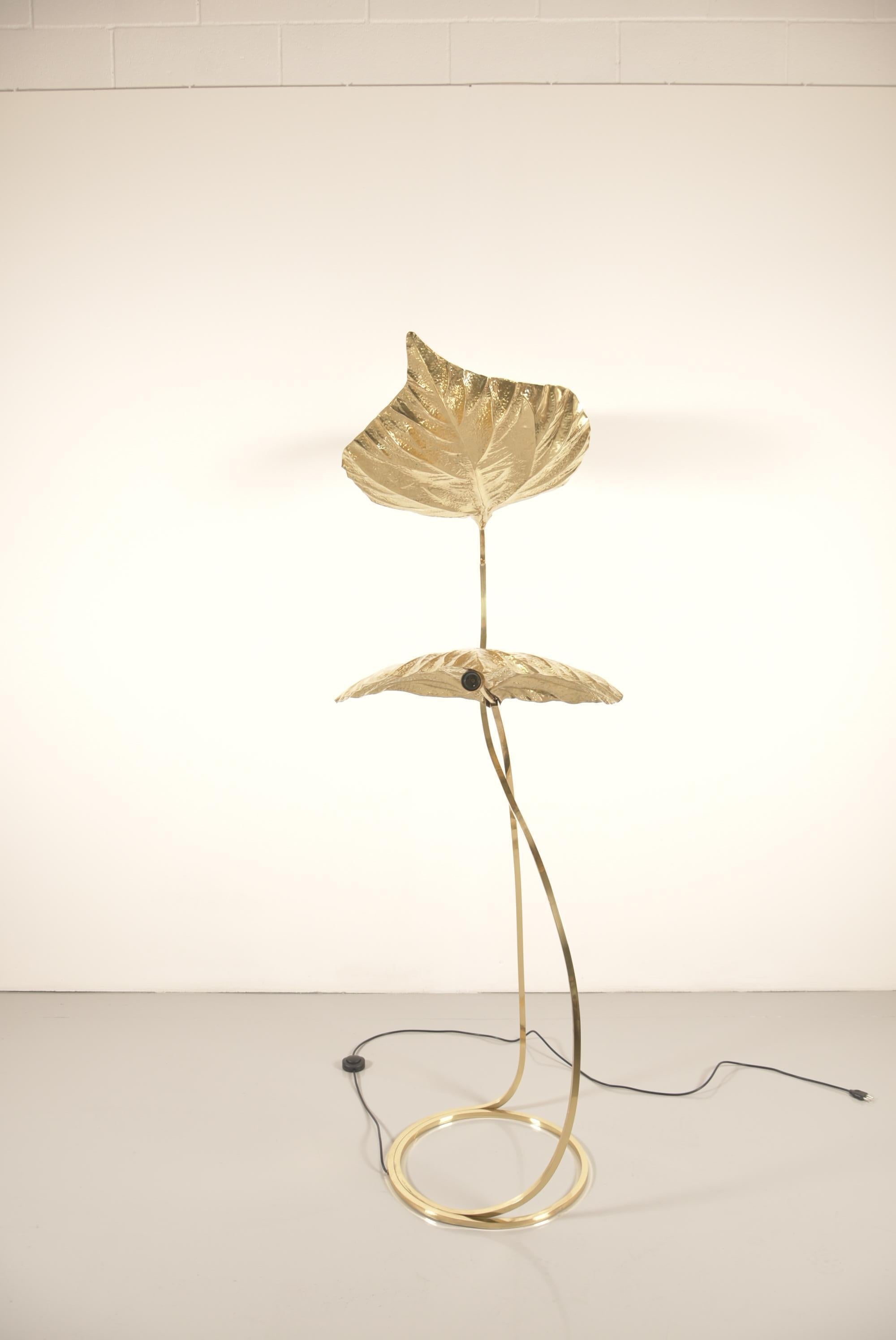 Large Italian Brass Floor Lamp by Tommaso Barbi 4
