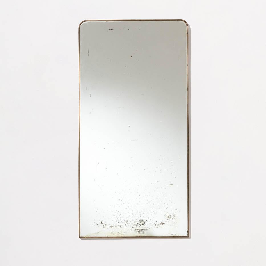 Large Italian Brass Framed Mirror, 1950s In Distressed Condition In London, GB