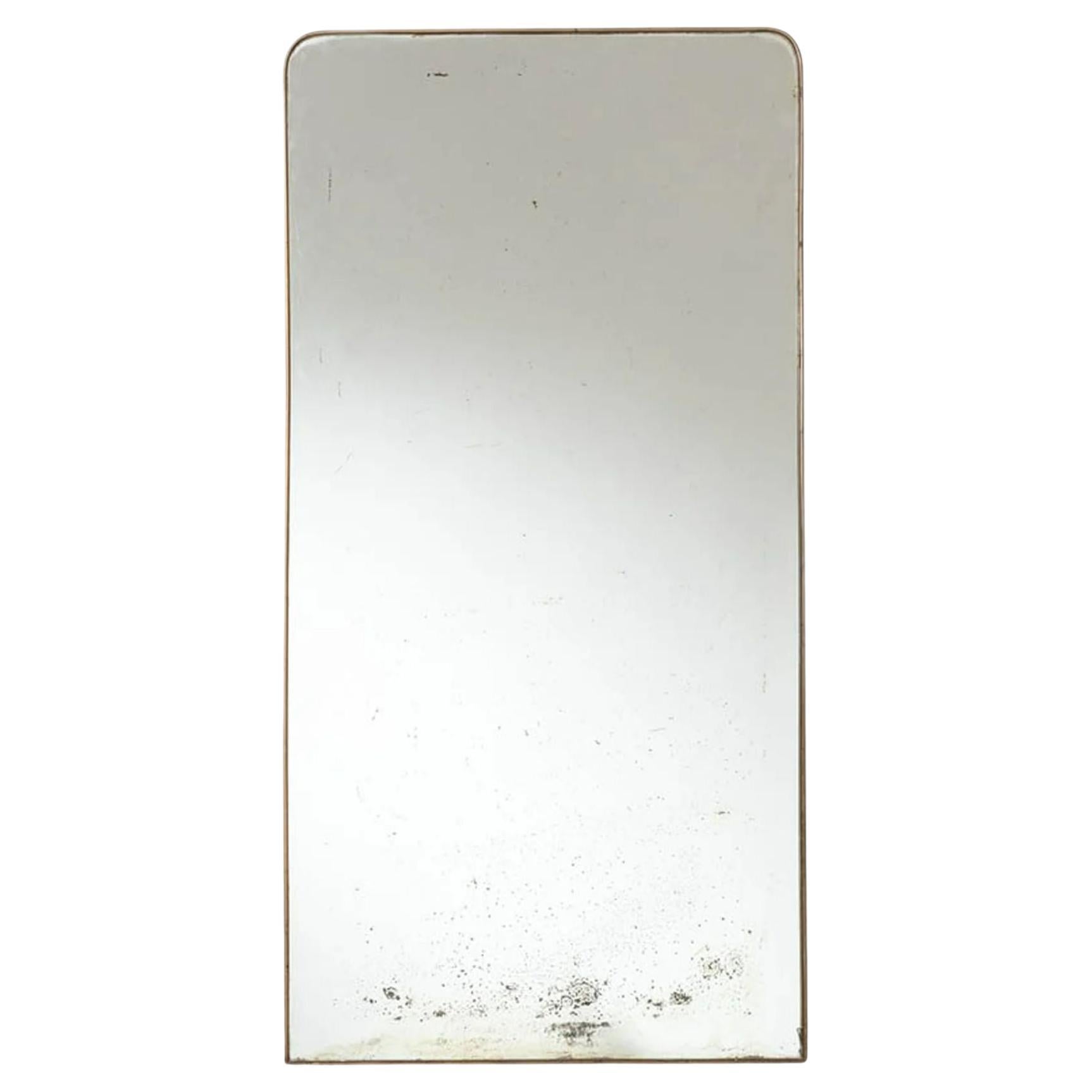 Large Italian Brass Framed Mirror, 1950s