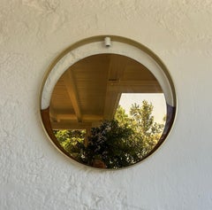 Mid Century Round Brass Wall Mirror by Modernindustria, Italy, 1970