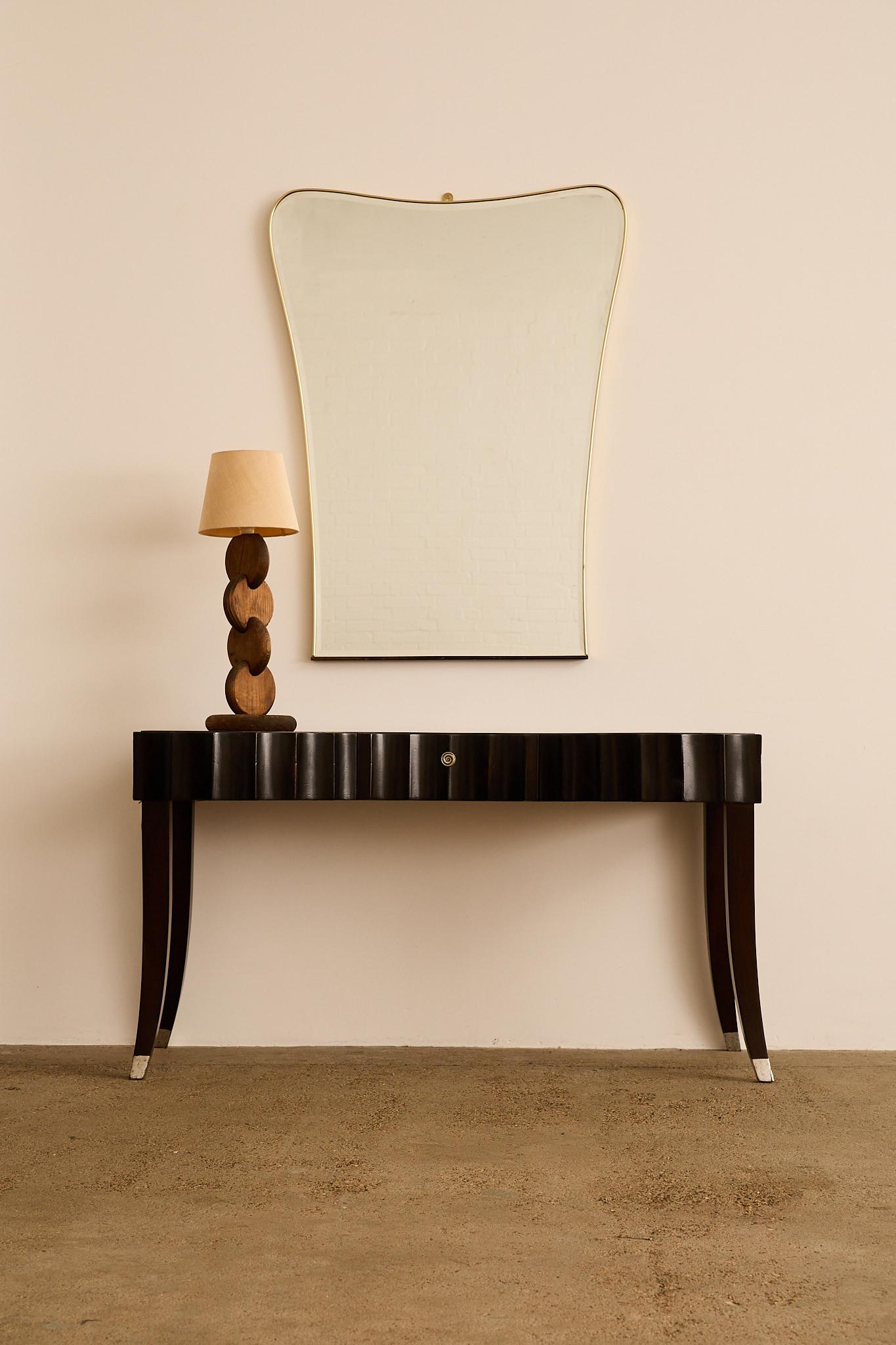 Art Deco Large Italian Brass Mirror For Sale