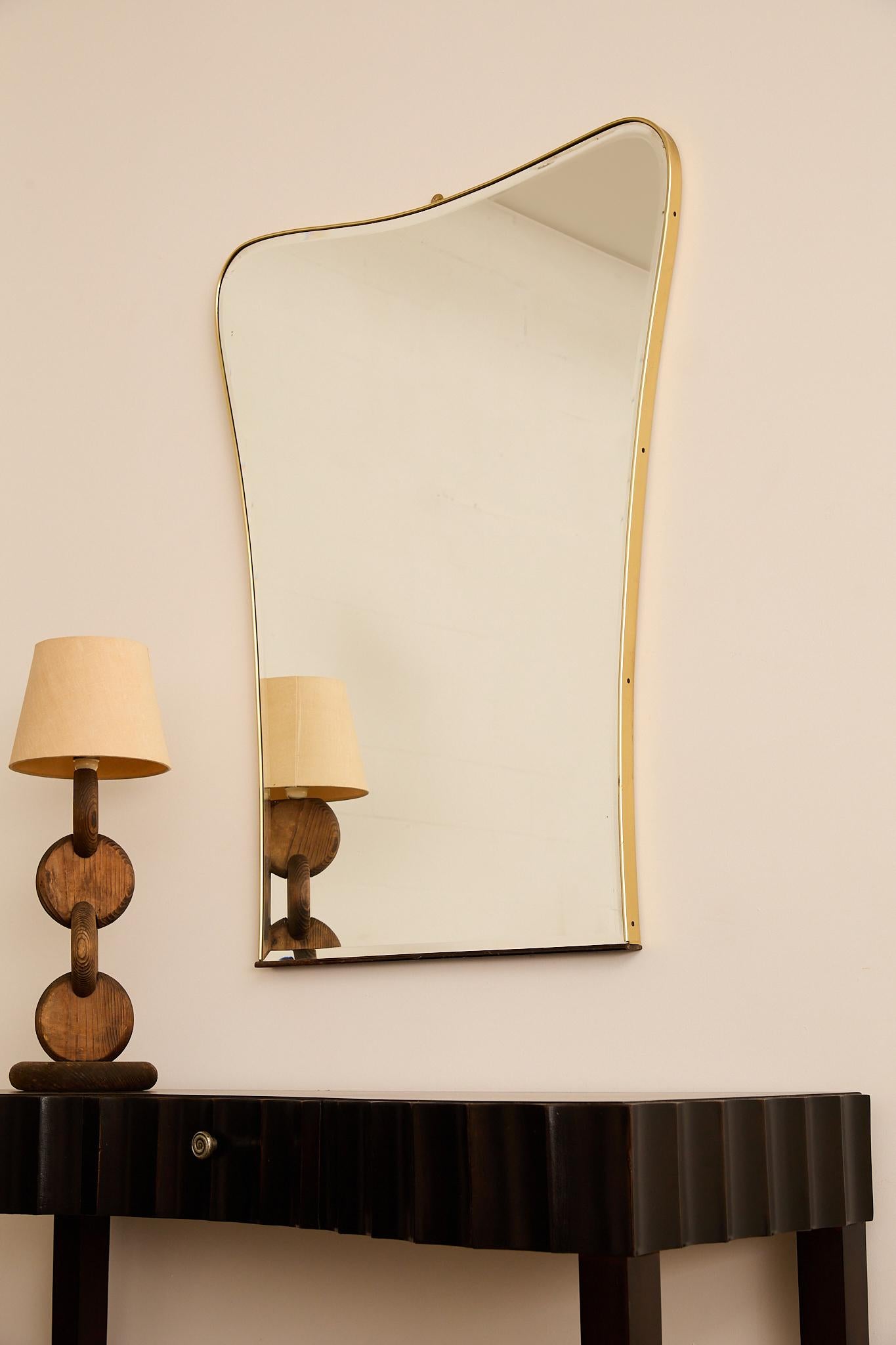 Large Italian Brass Mirror In Good Condition For Sale In London, GB