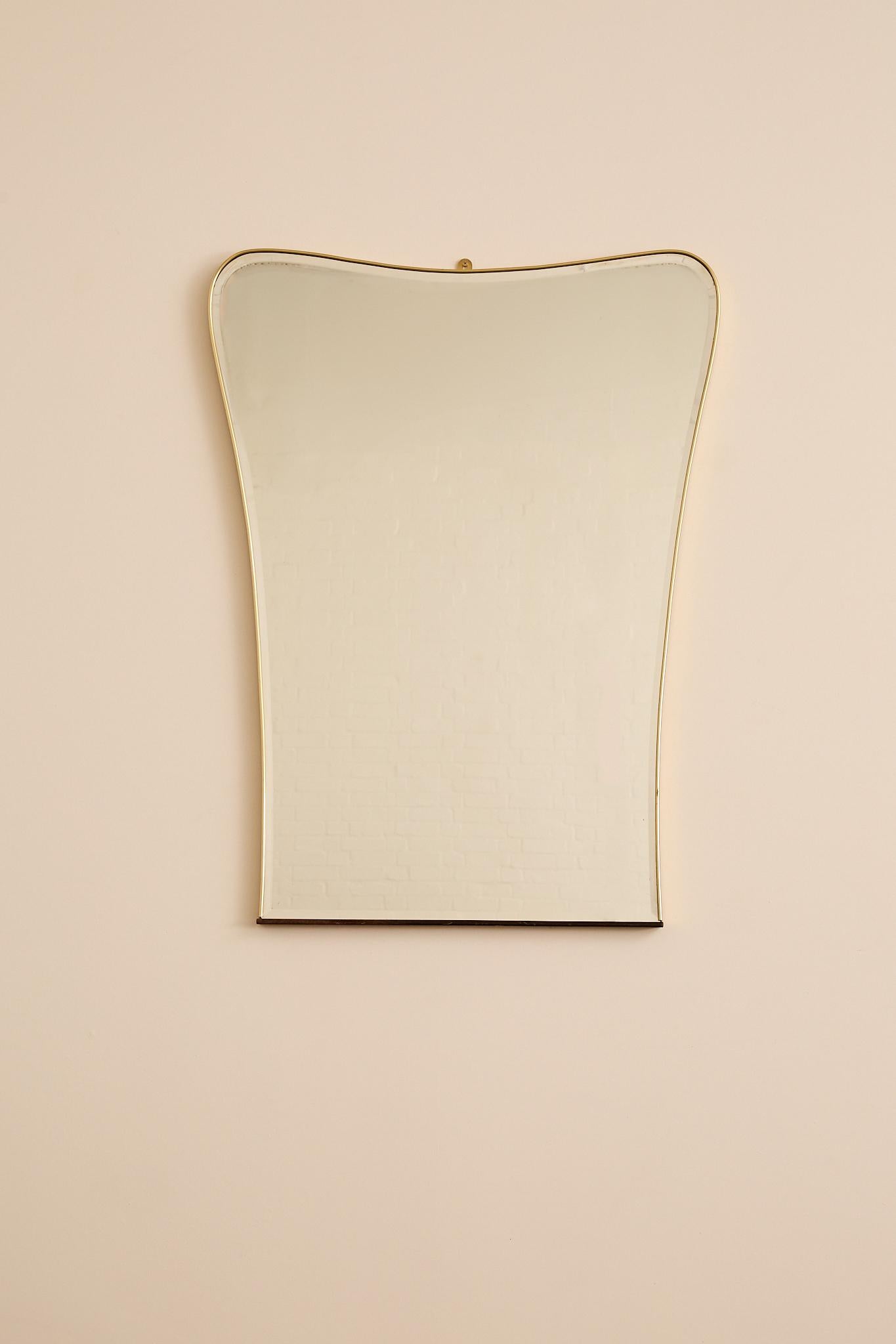 Mid-20th Century Large Italian Brass Mirror For Sale