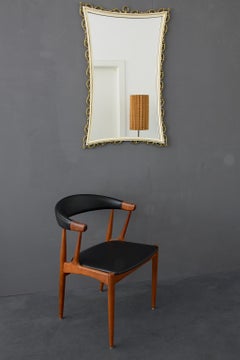 Large Italian Brass Mirror with Gold Colored Ornament, 1950s Midcentury
