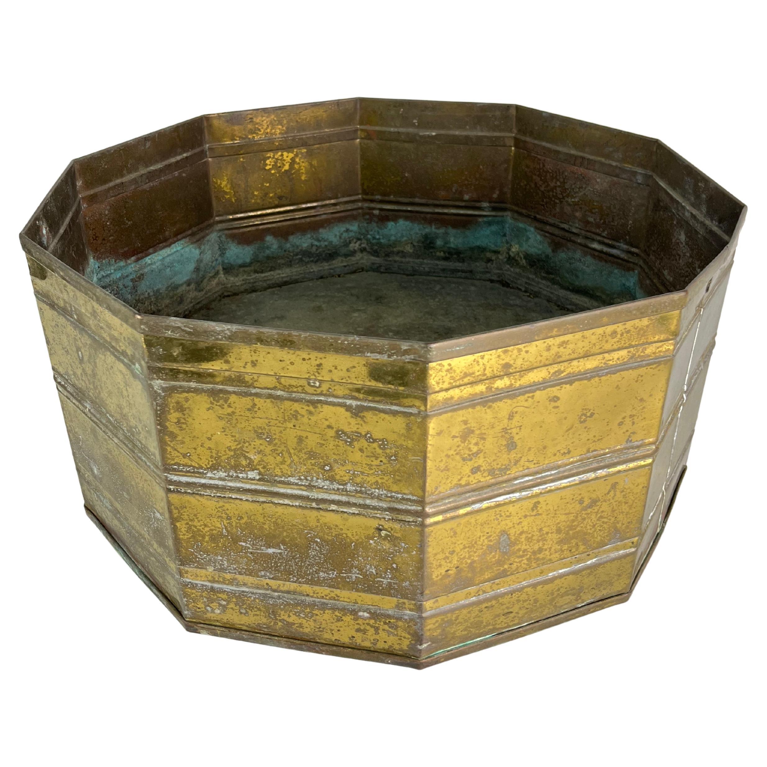 Large Italian Brass Planter, 1960s, Diameter 51 cm.