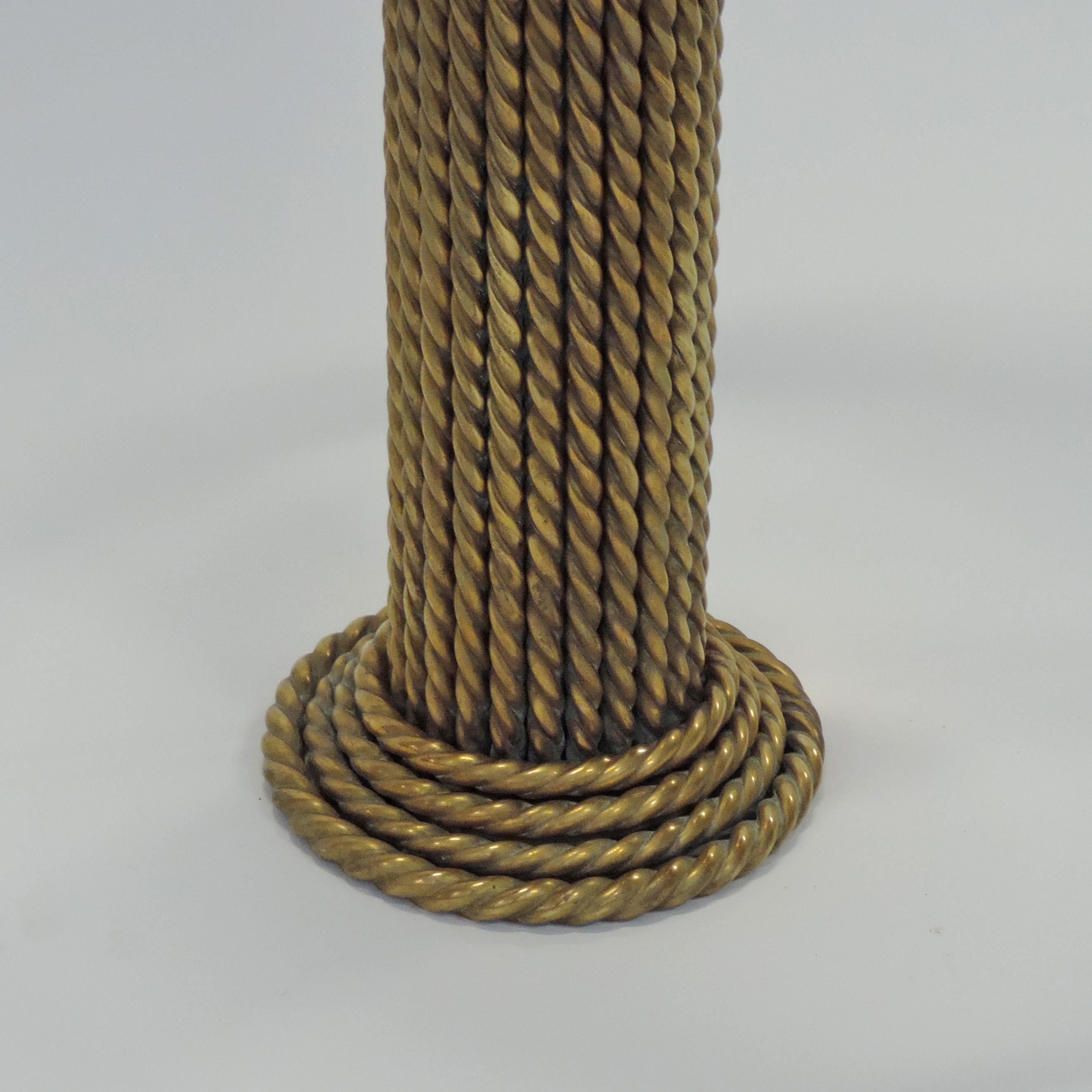 Late 20th Century Large Italian Brass Rope Effect Table Lamp, Italy, 1970s
