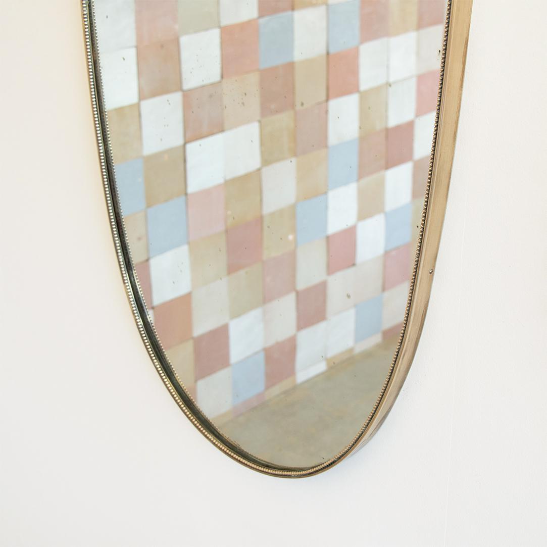 Large Italian Brass Shield Mirror 1