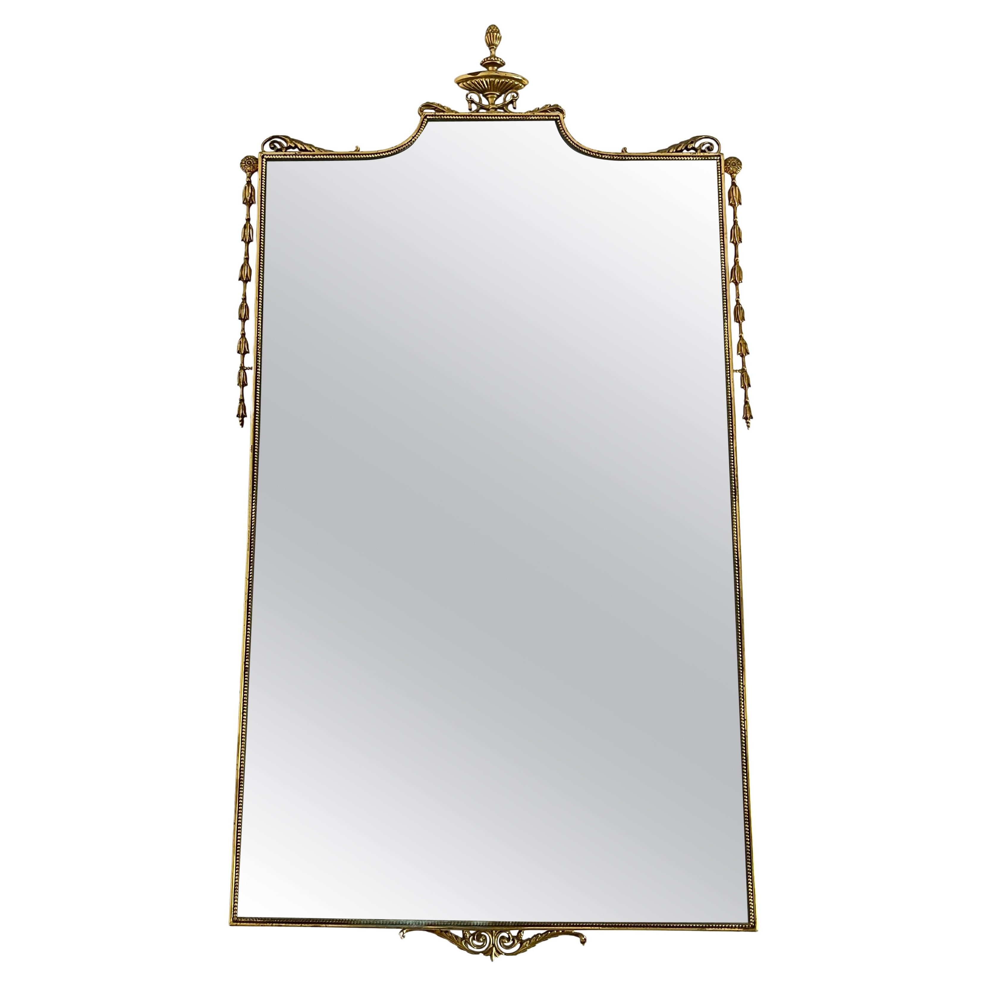 Large Italian Brass Wall Mirror, 1957 For Sale