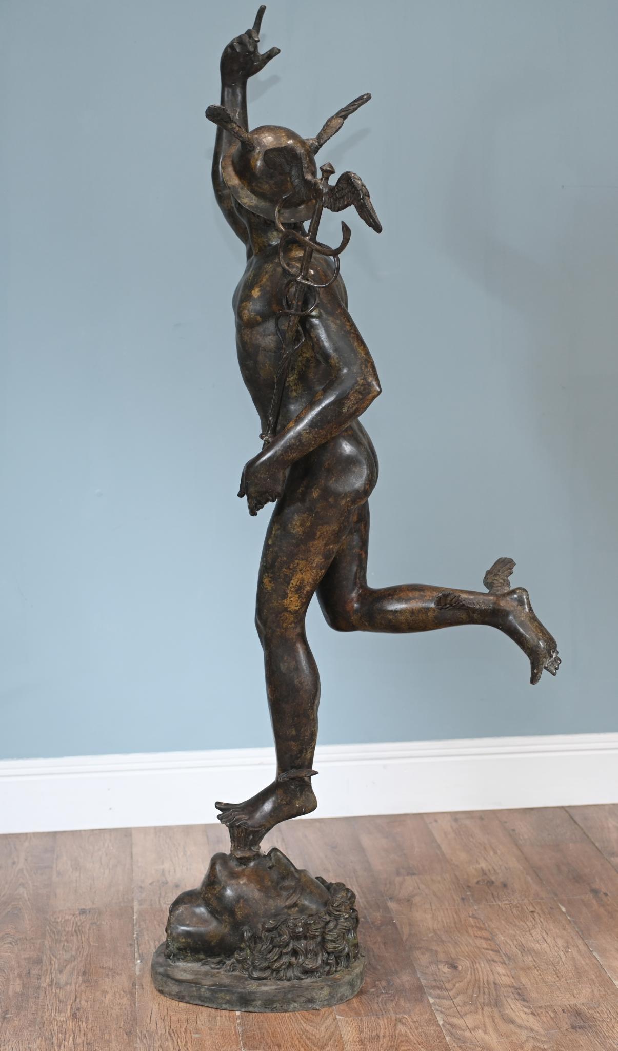 Gran estatua italiana de bronce fundido de Mercurio Hermes de Giambologna en venta 5