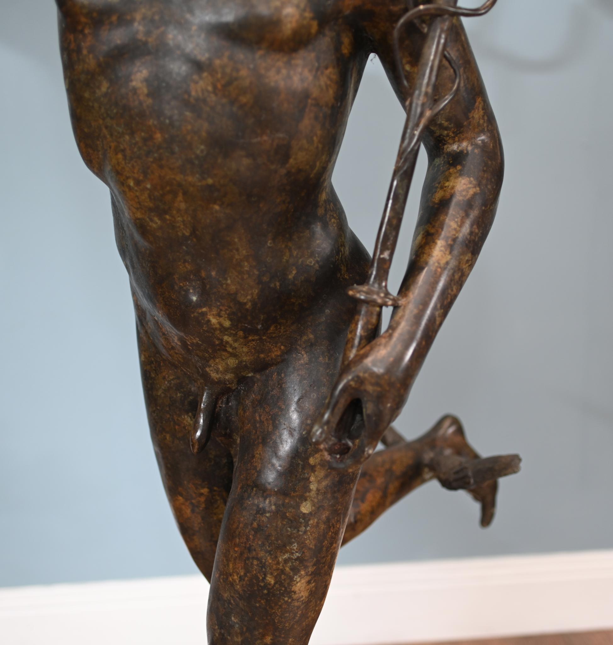 Gran estatua italiana de bronce fundido de Mercurio Hermes de Giambologna en venta 7