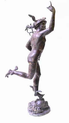 Große italienische Mercury-Statue aus Bronzeguss von Giambologna, Hermes