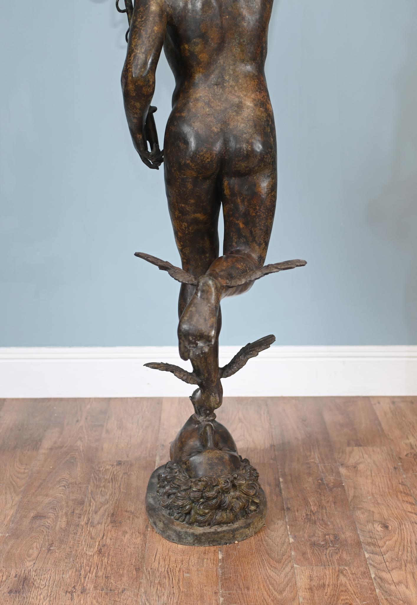 Gran estatua italiana de bronce fundido de Mercurio Hermes de Giambologna en venta 1
