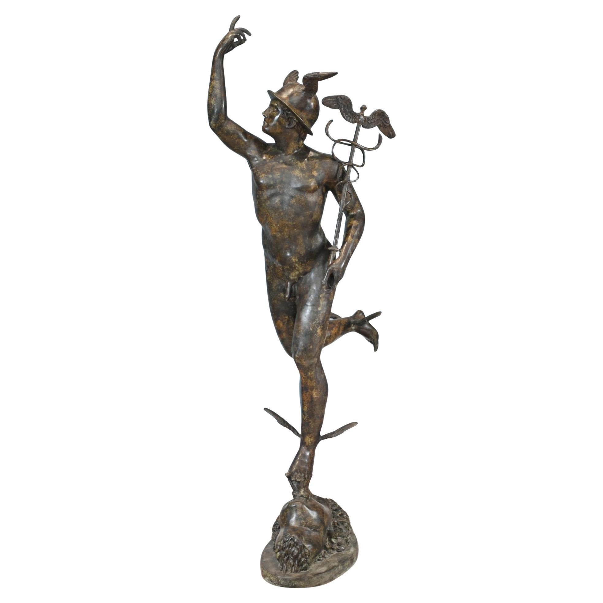 Gran estatua italiana de bronce fundido de Mercurio Hermes de Giambologna en venta