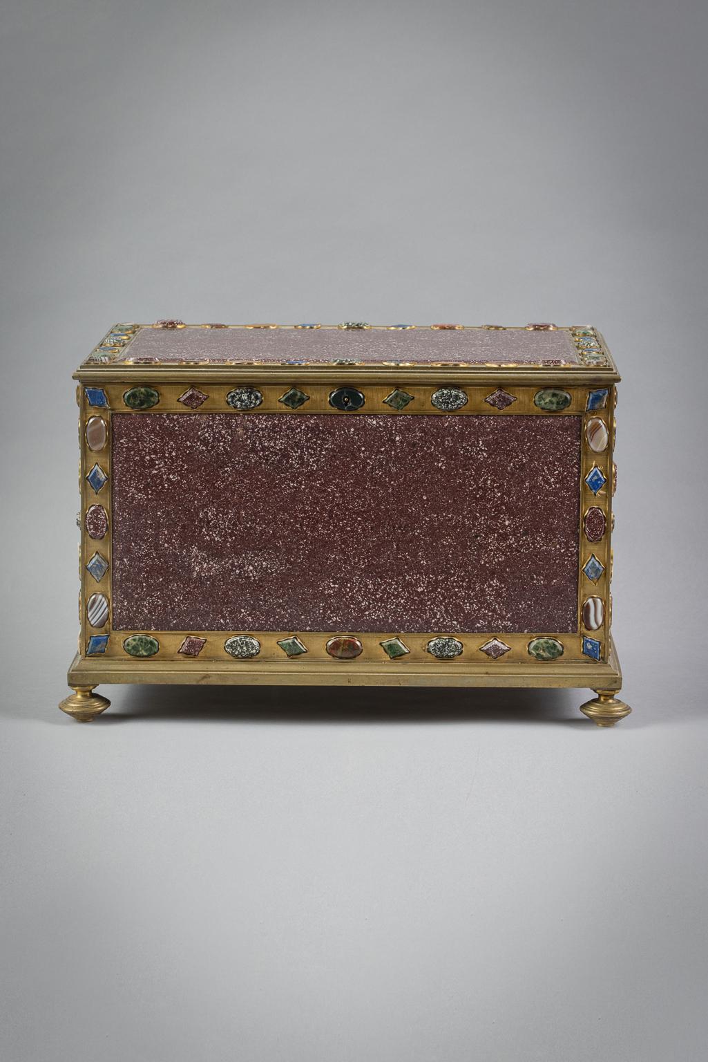 Large Italian Bronze Mounted Porphyry Casket, 19th Century In Good Condition For Sale In New York, NY