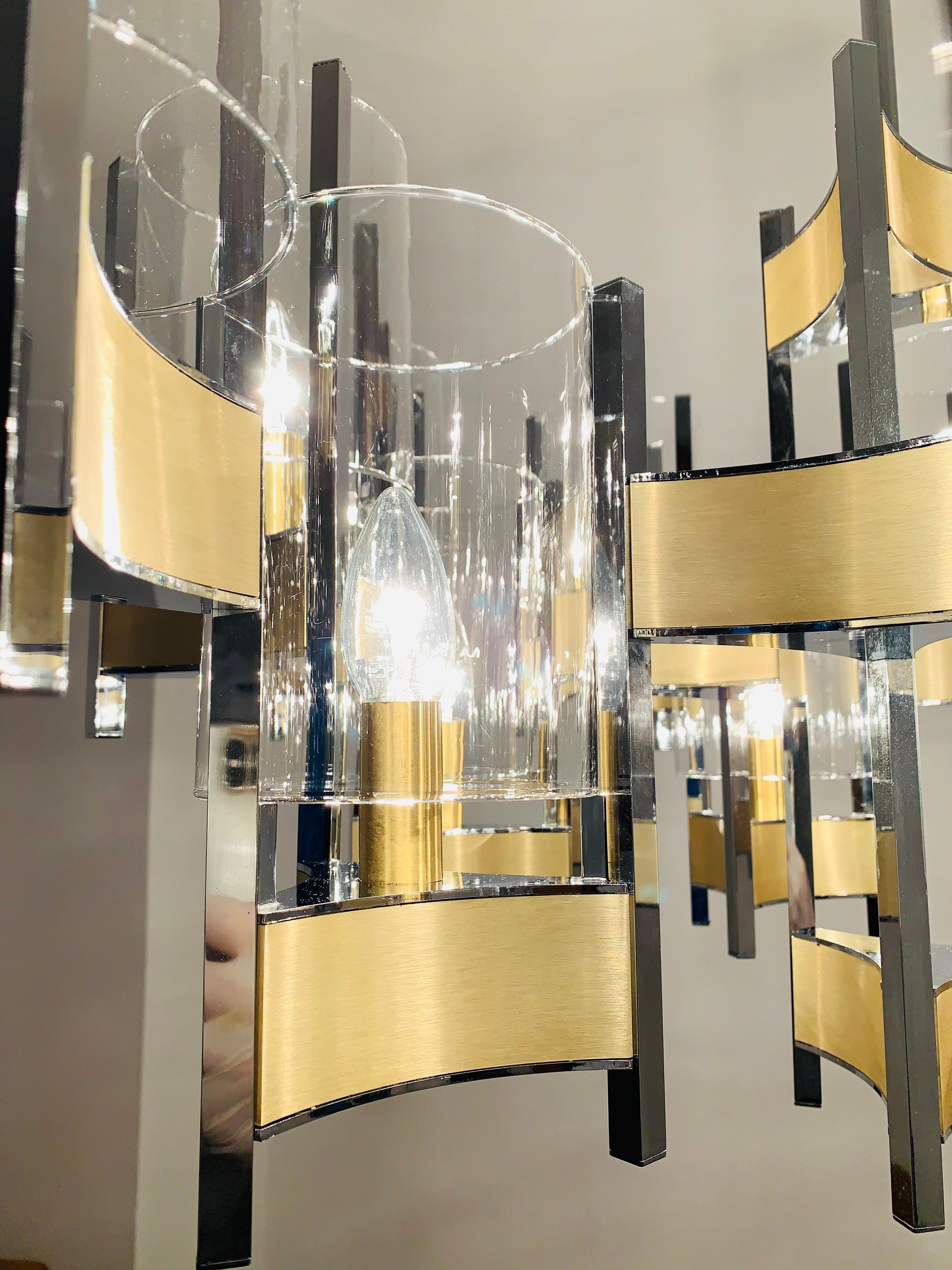 Large Italian Brutalist Chandelier by Gaetano Sciolari For Sale 7