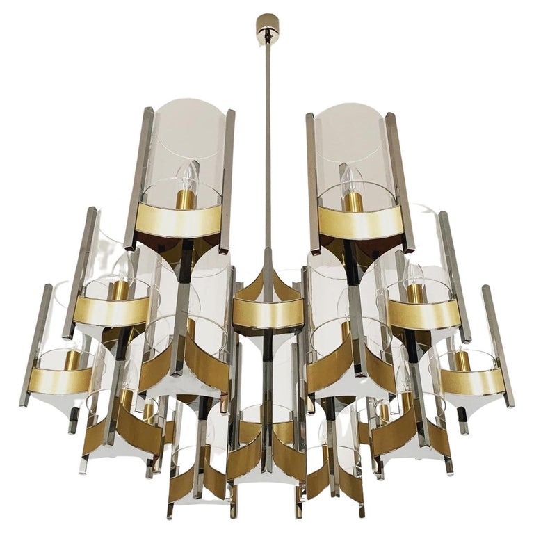 Grand lustre italien brutaliste de Gaetano Sciolari En vente sur 1stDibs
