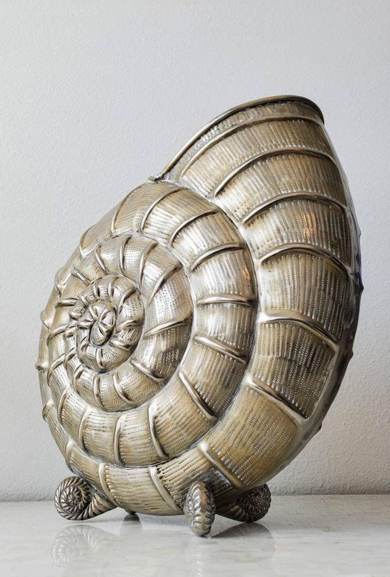 20th Century Large Italian Buccellati Style Nautilus Shell Vase