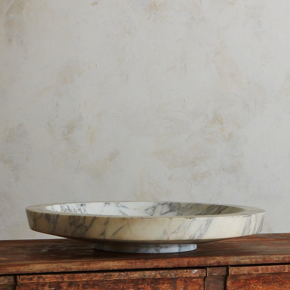 Rustic Large Italian Calacatta Marble Centerpiece Bowl, 18th Century