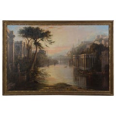 Large Italian Capriccio Oil Painting