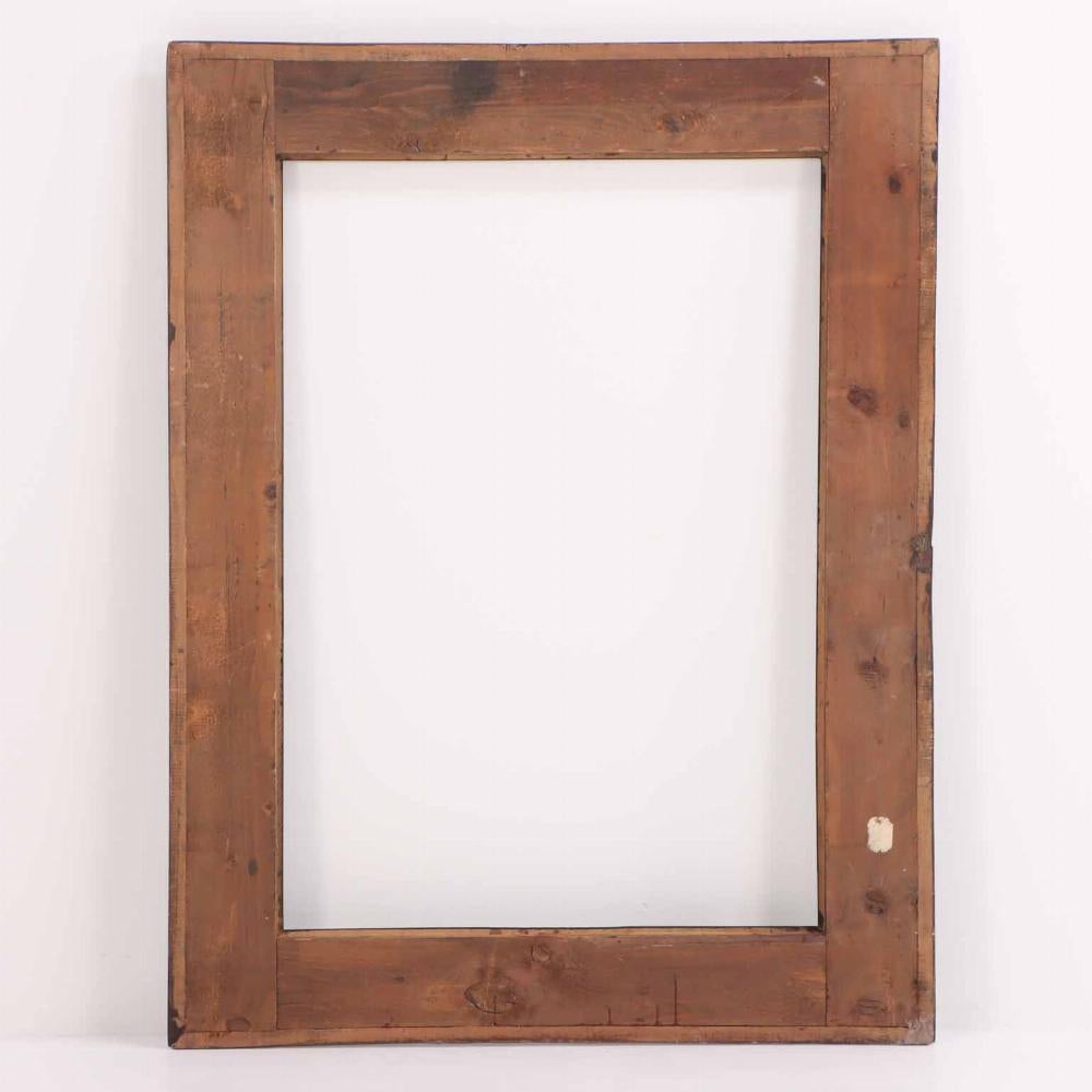 This large frame would make a perfect mirror in an entryway or dressing room. The Dutch style is reflected in the ripple carvings and 90 degree details.  Interior: 39.75