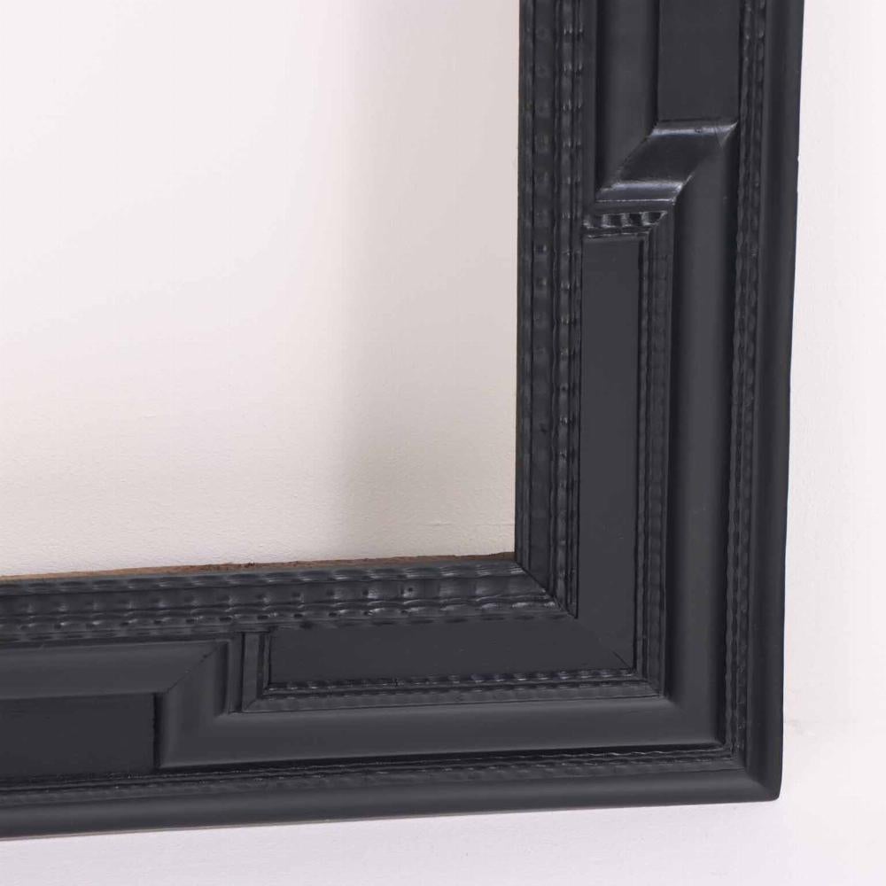 Large Italian Carved & Ebonized Wood Mirror Frame, in the Dutch style, C 1940 In Good Condition For Sale In Philadelphia, PA