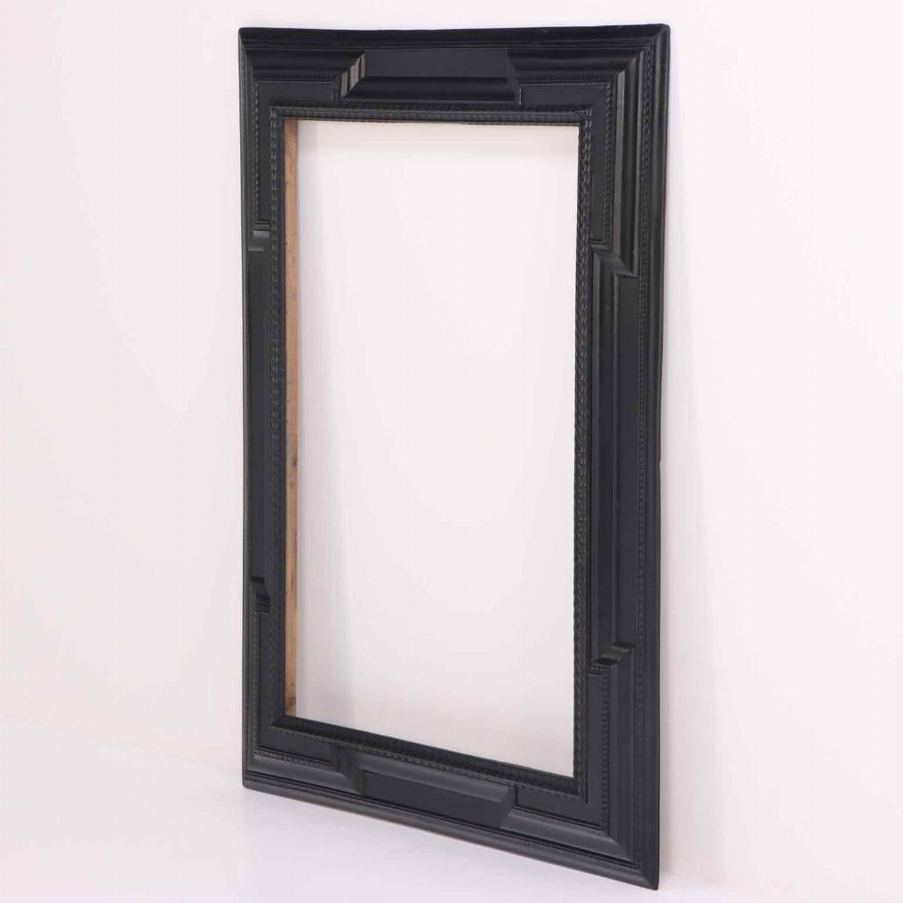 Large Italian Carved & Ebonized Wood Mirror Frame, in the Dutch style, C 1940 For Sale 1