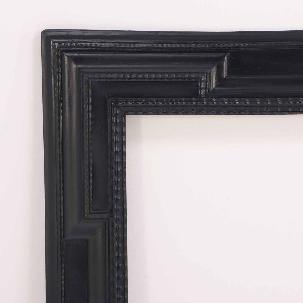 Large Italian Carved & Ebonized Wood Mirror Frame, in the Dutch style, C 1940 For Sale 2