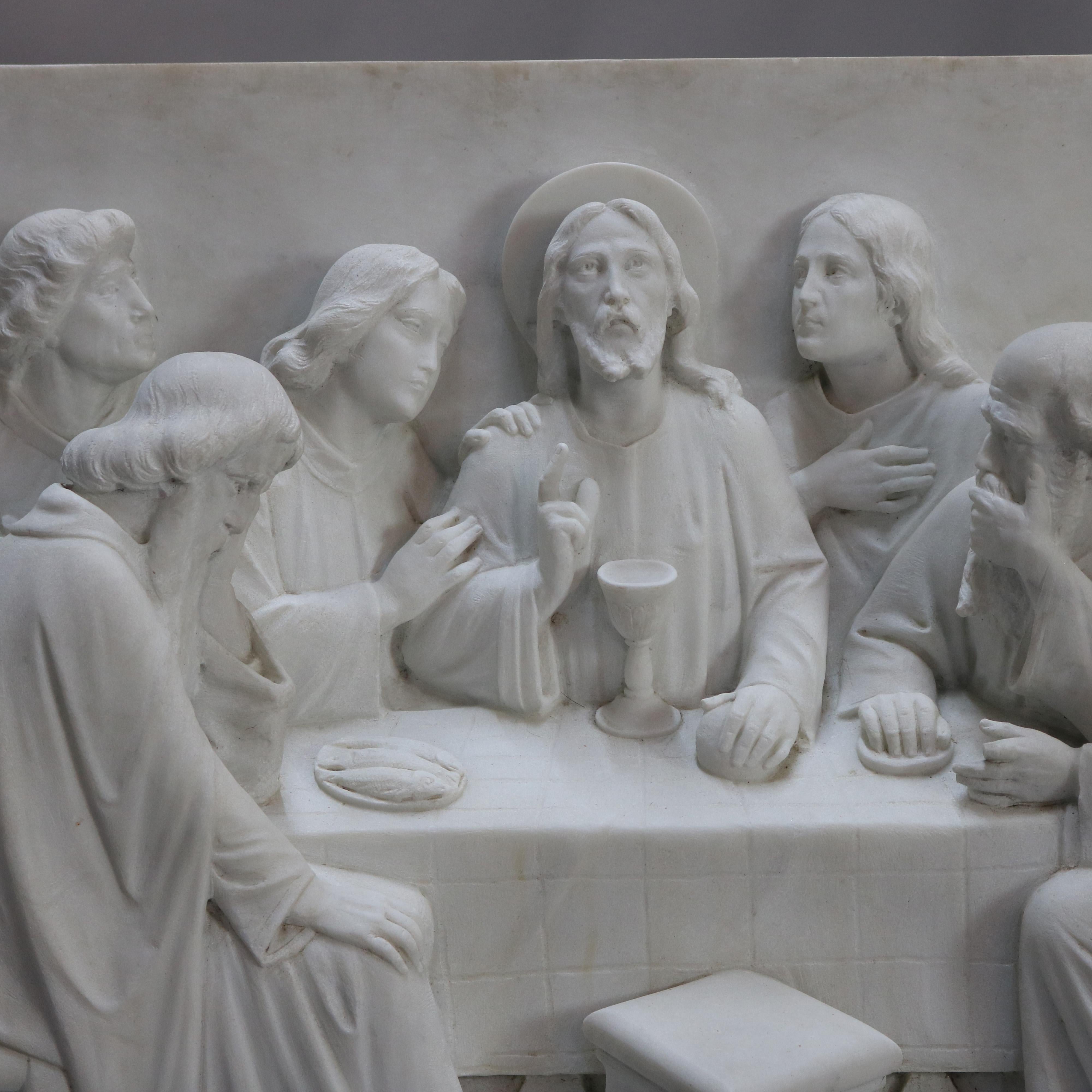 Monumental Italian Carved 3-D Sculptural Plaque of the Last Supper, c1910 4