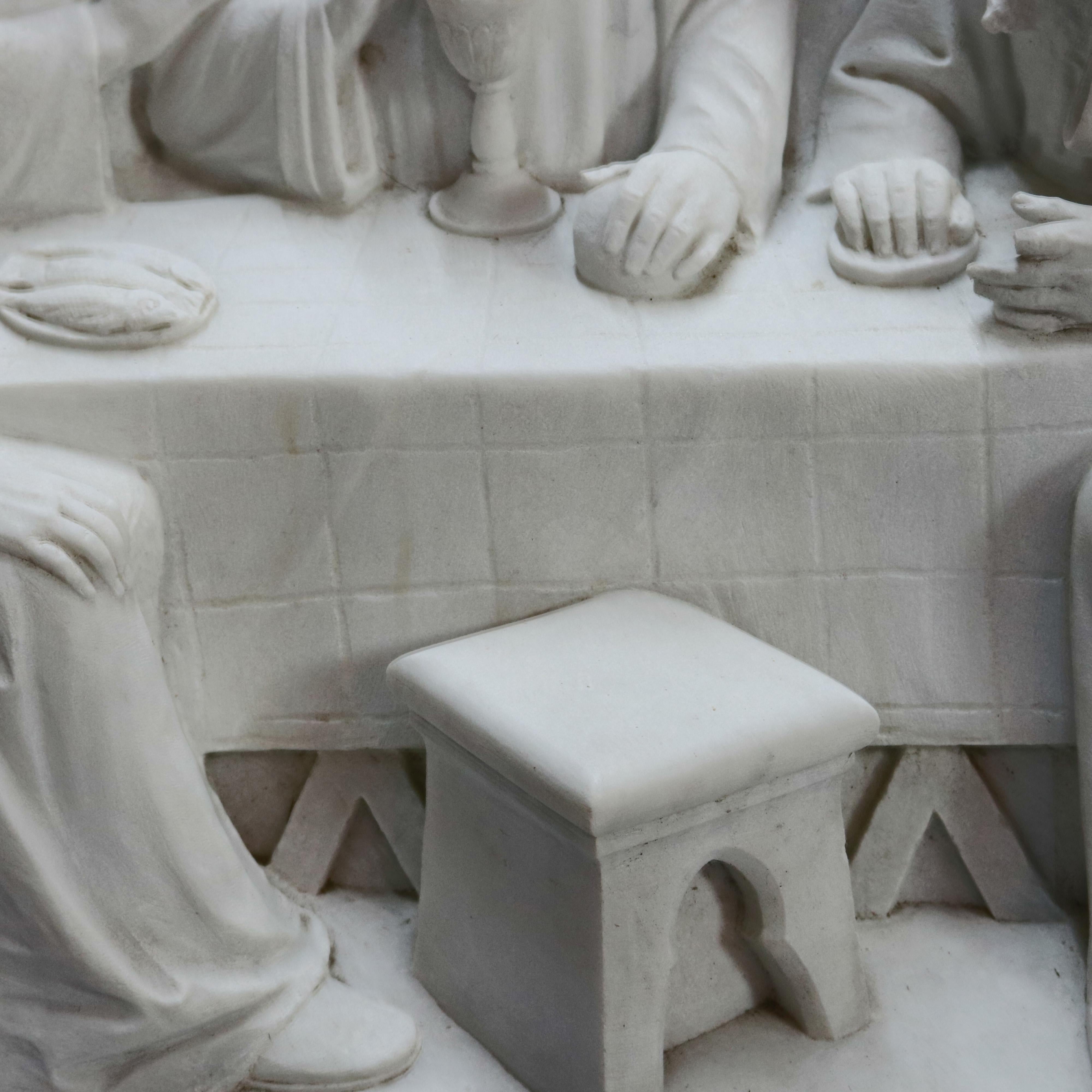 Monumental Italian Carved 3-D Sculptural Plaque of the Last Supper, c1910 5