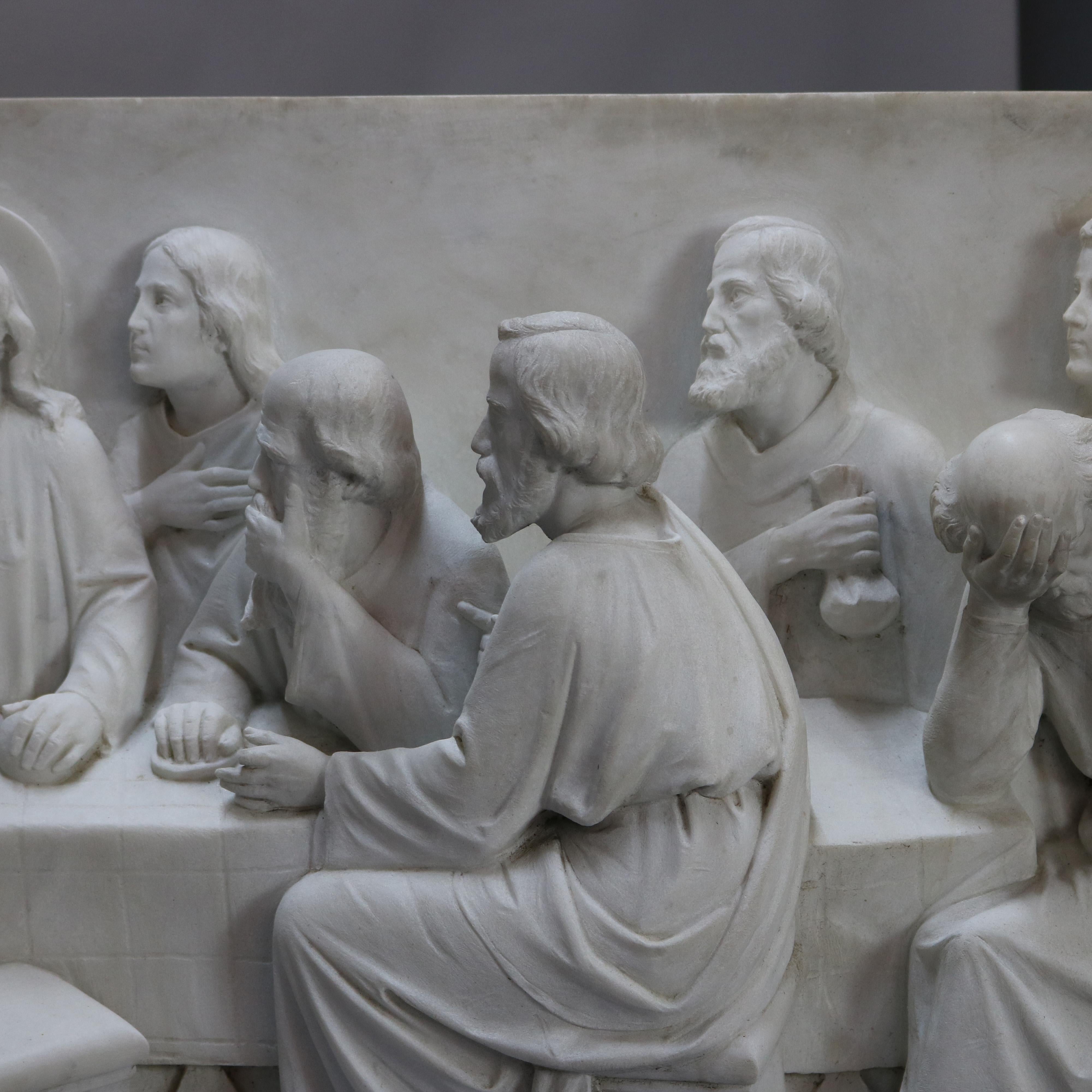 Monumental Italian Carved 3-D Sculptural Plaque of the Last Supper, c1910 6