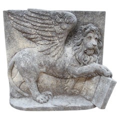 Large Italian Carved Stone Relief of the Lion of Piazza San Marco