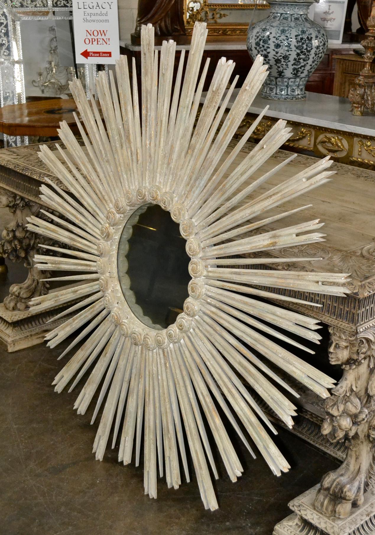 Large Italian Carved Sunburst Mirror 2