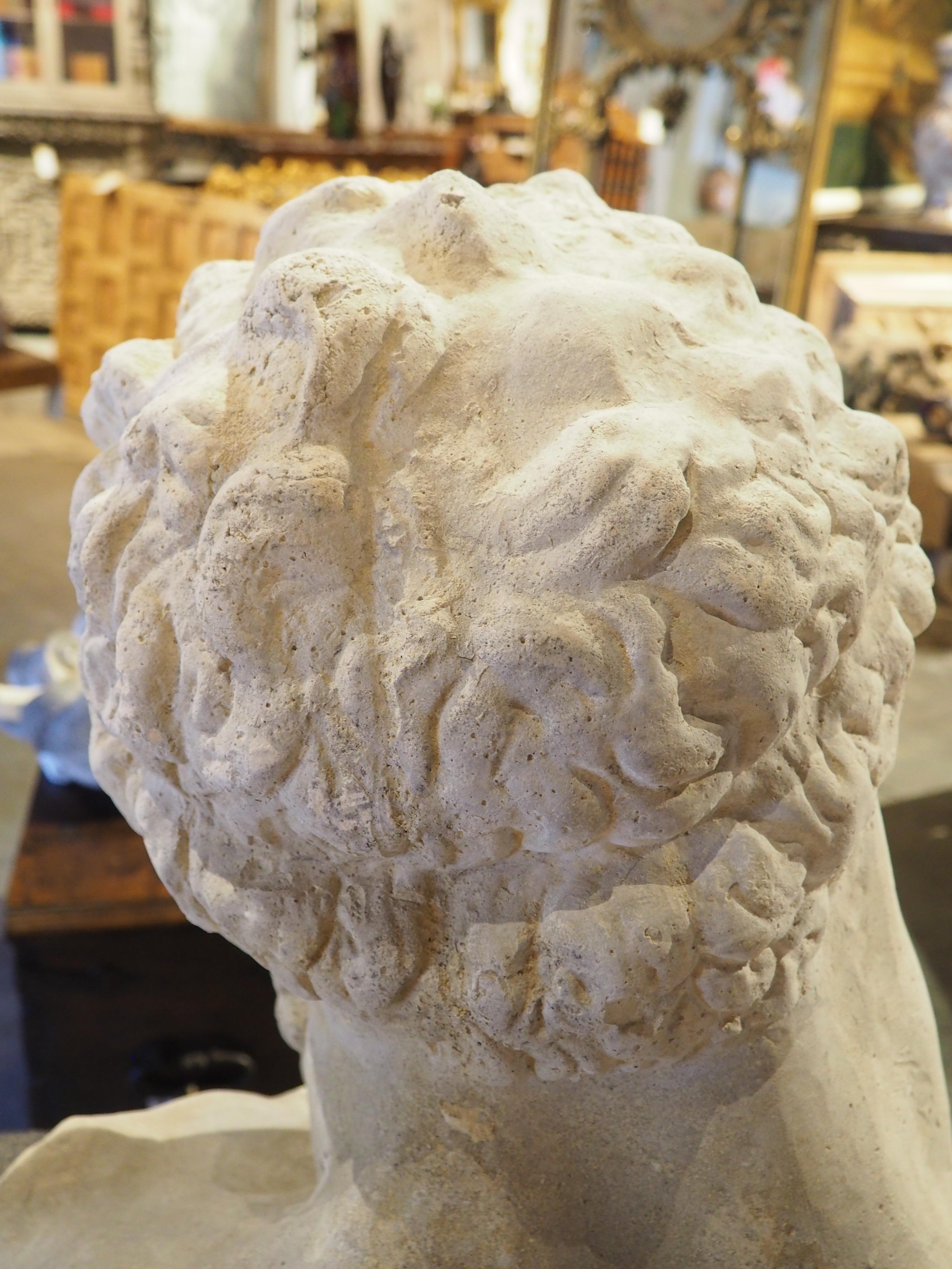 Large Italian Cast Limestone Bust of Hercules 6