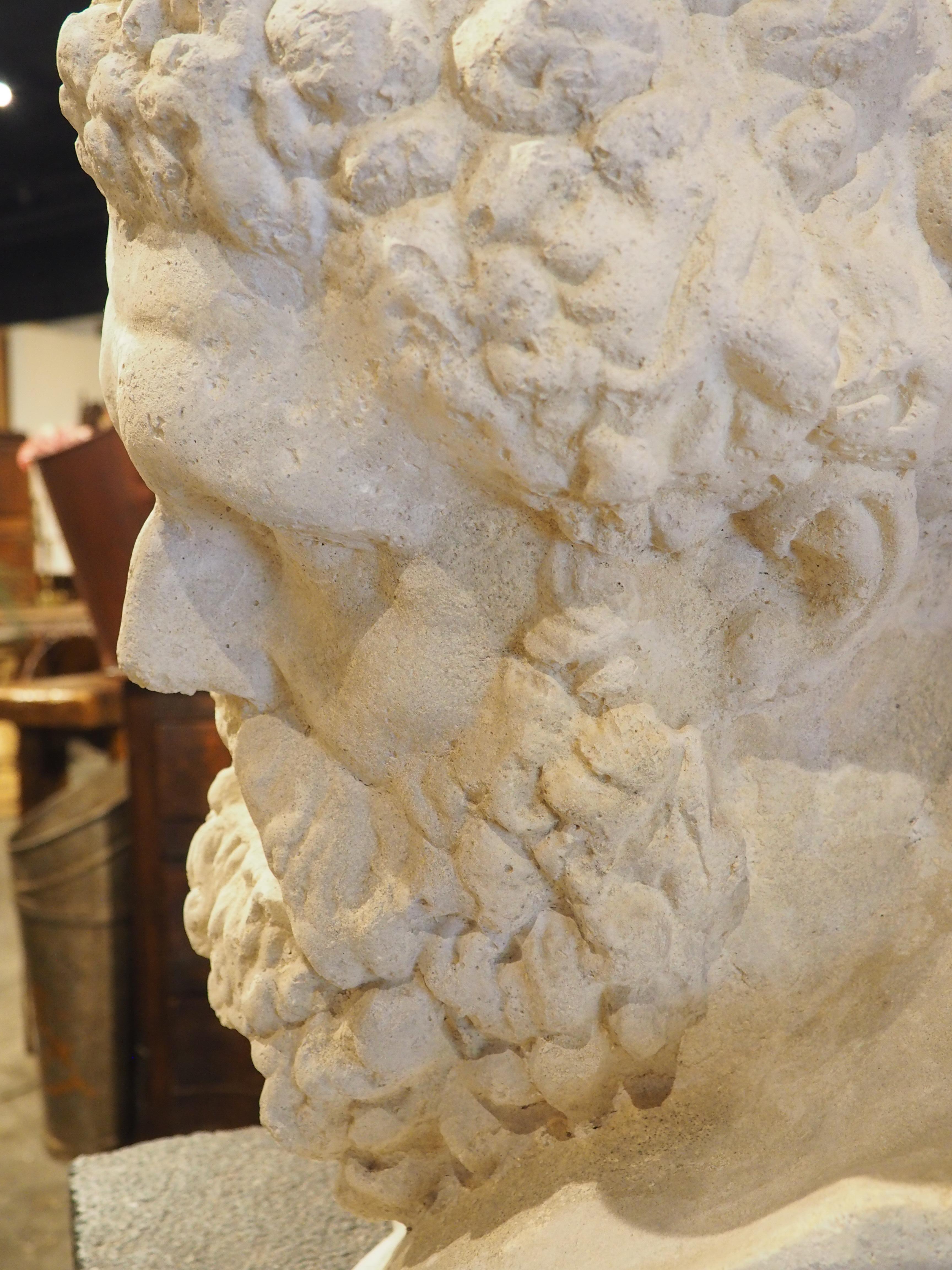 Large Italian Cast Limestone Bust of Hercules 7