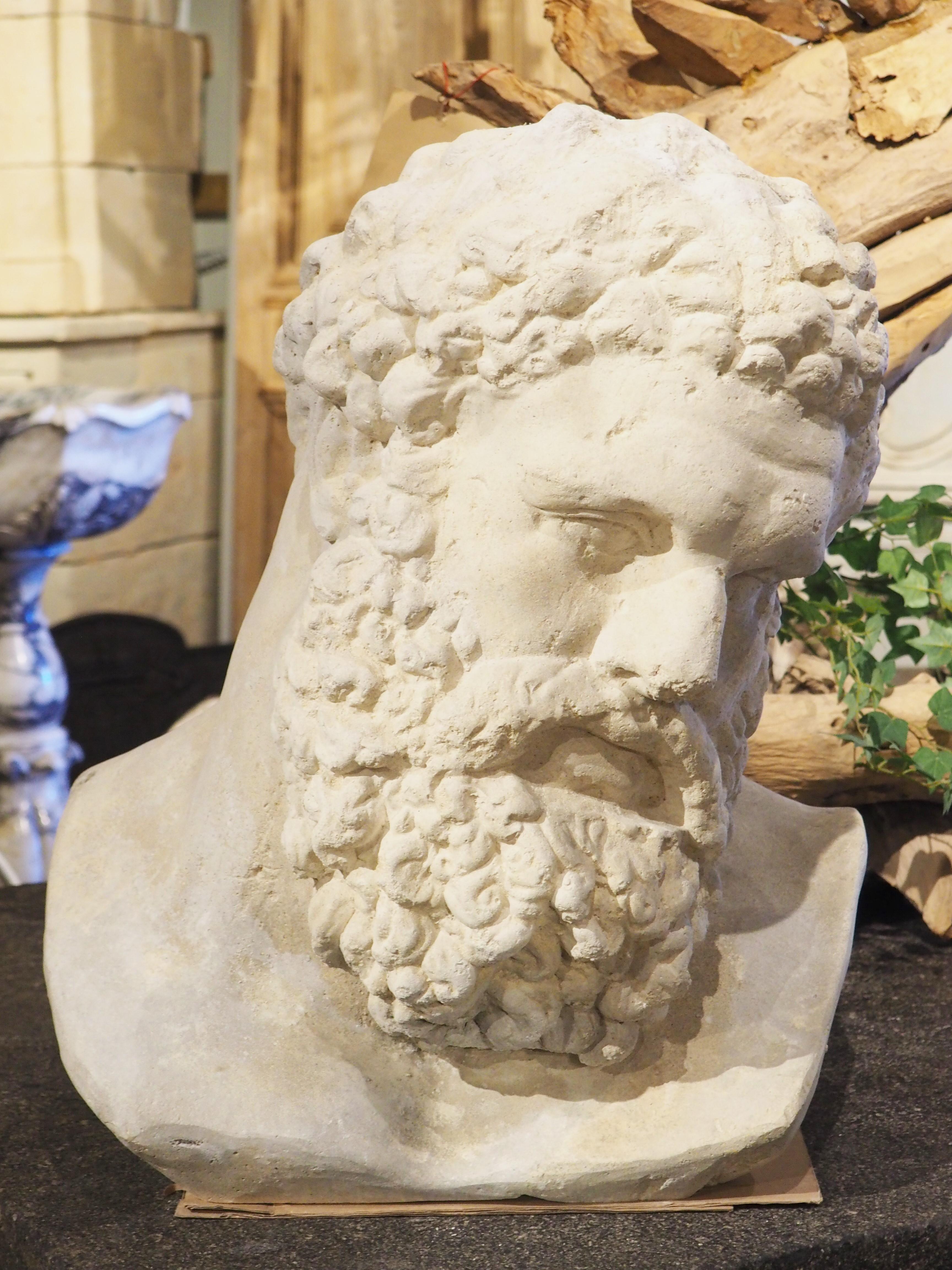 Large Italian Cast Limestone Bust of Hercules 8
