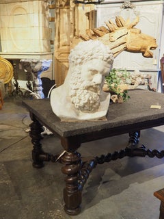 Large Italian Cast Limestone Bust of Hercules