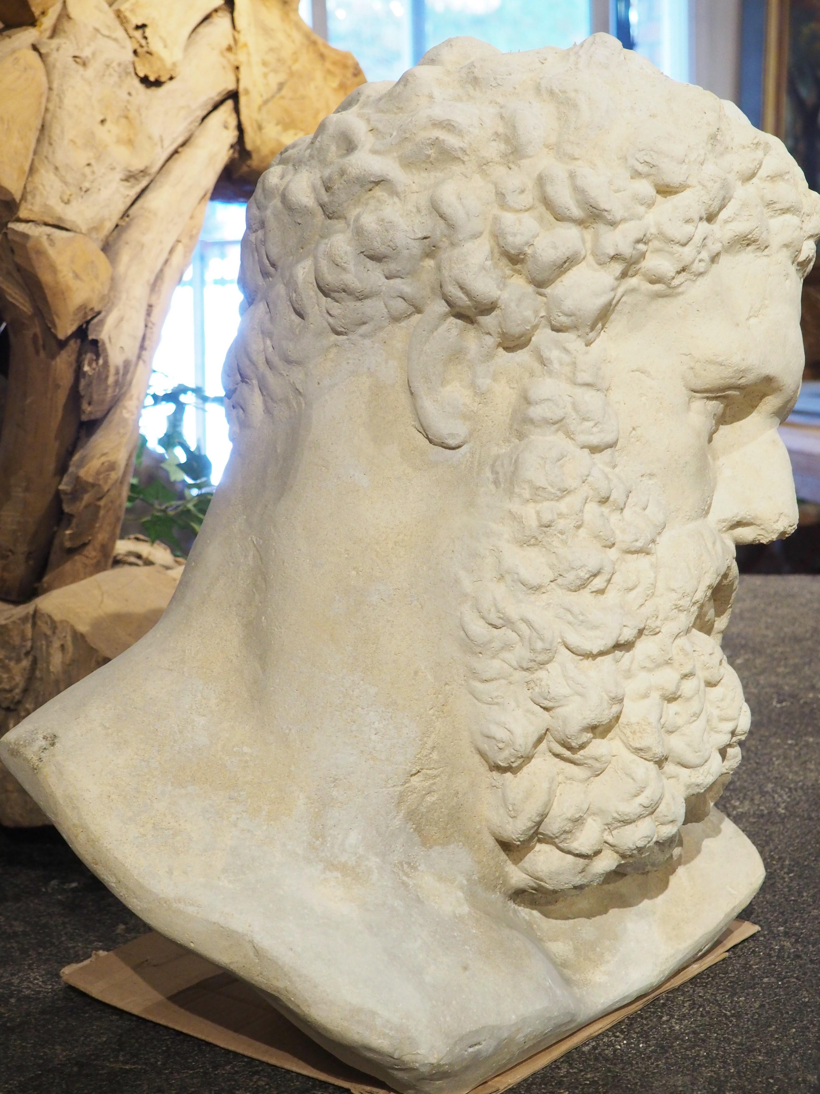 Classical Roman Large Italian Cast Limestone Bust of Hercules