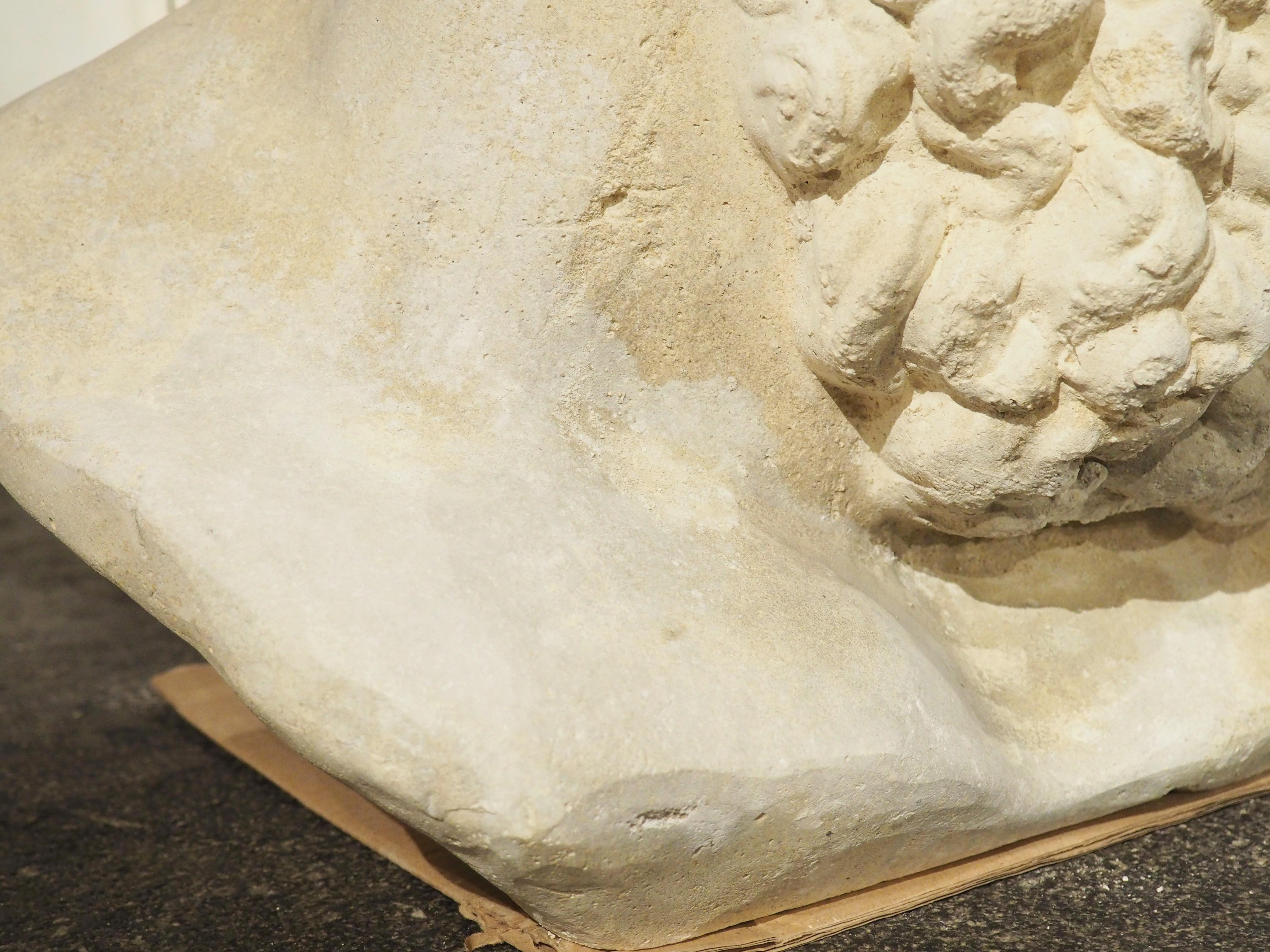 Large Italian Cast Limestone Bust of Hercules In Good Condition In Dallas, TX
