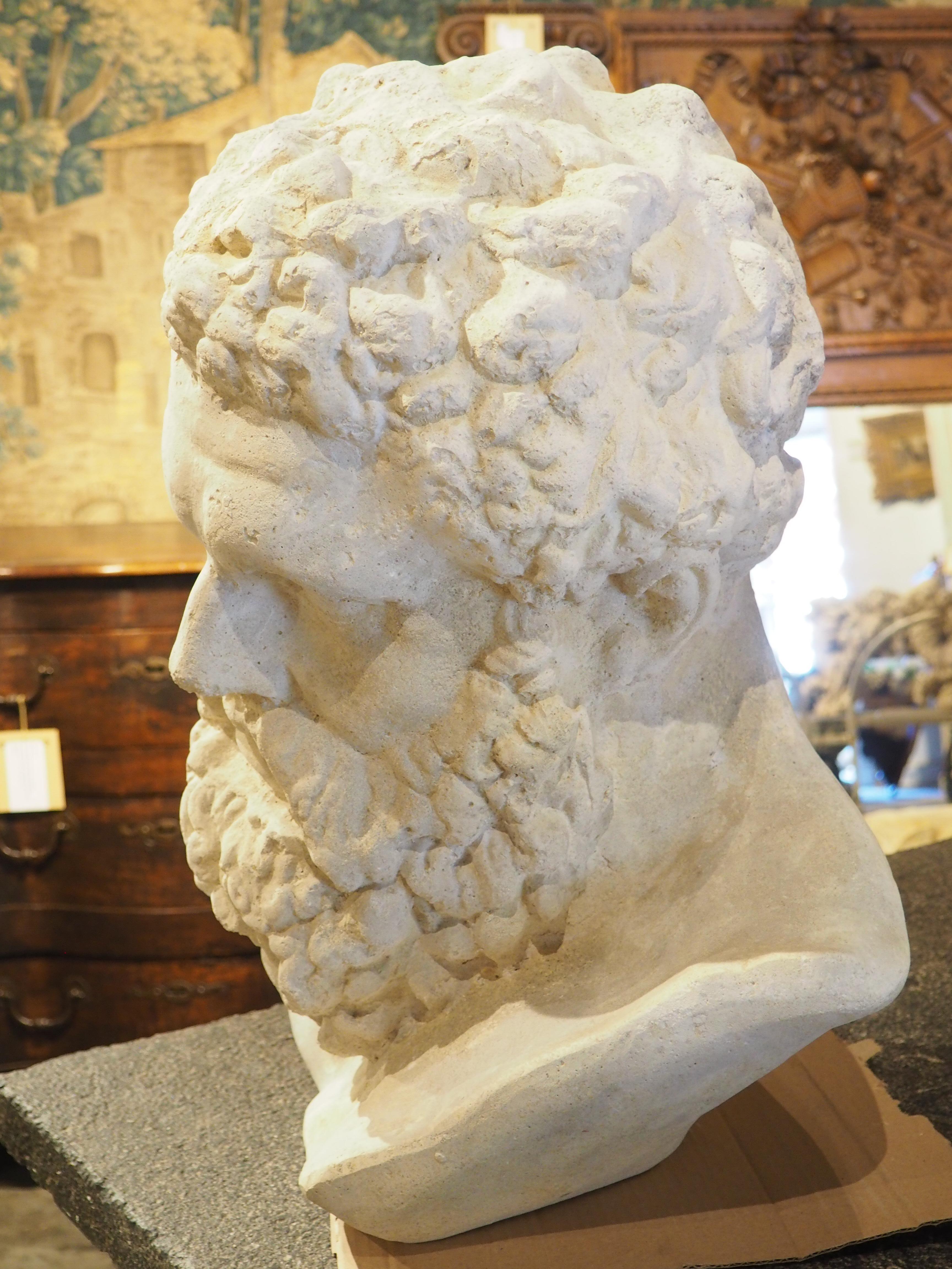 Large Italian Cast Limestone Bust of Hercules 2