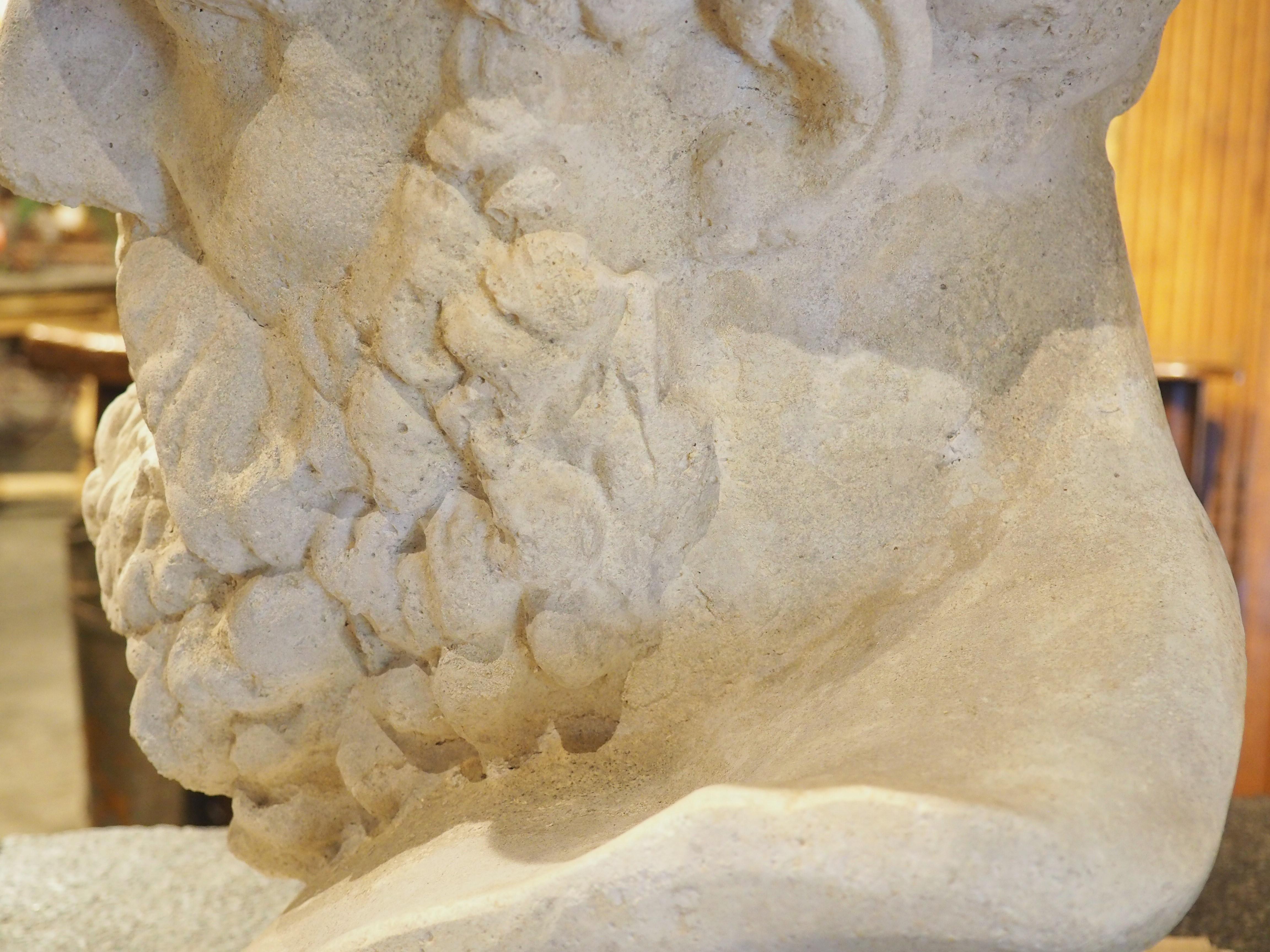 Large Italian Cast Limestone Bust of Hercules 3
