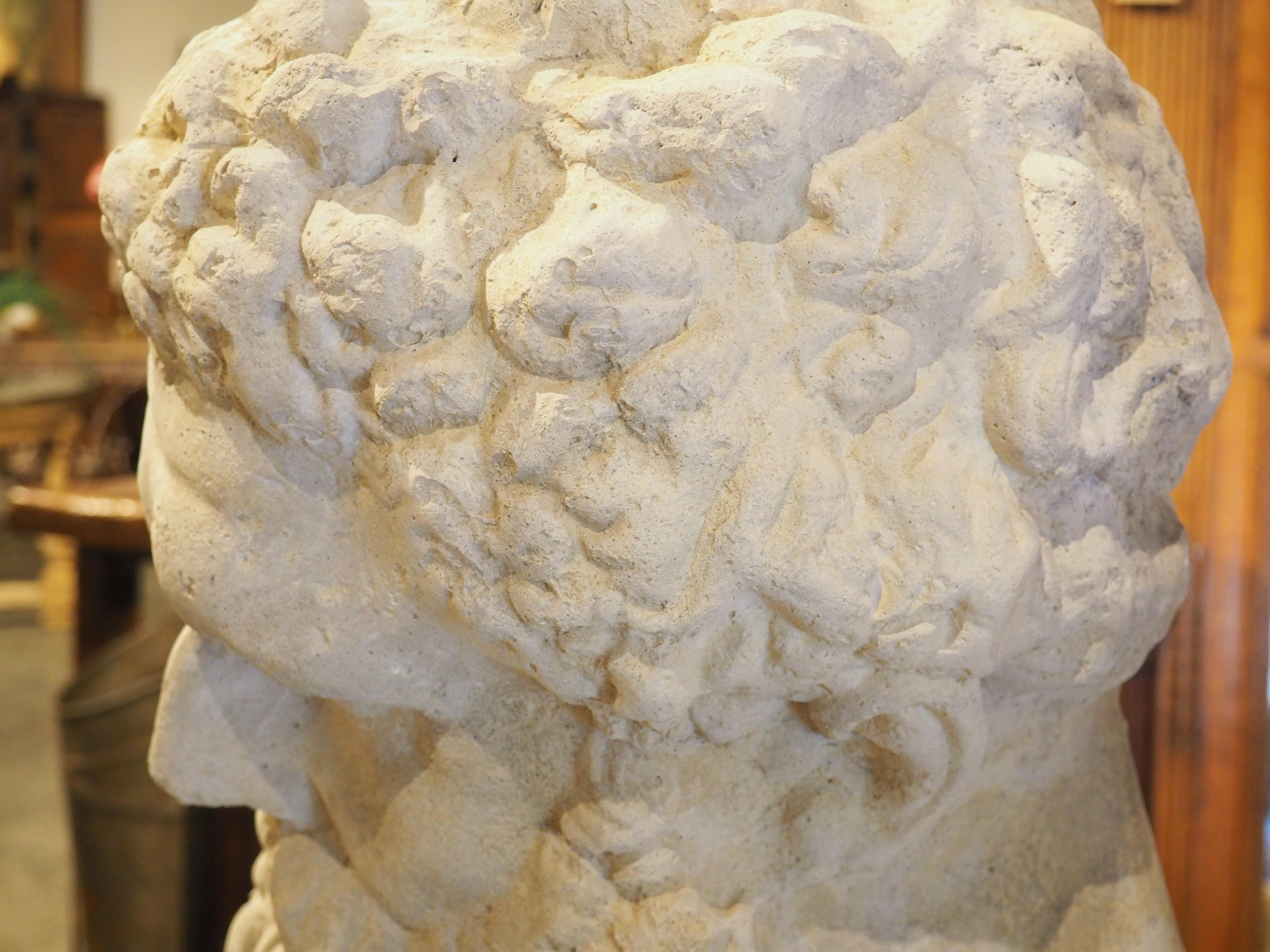 Large Italian Cast Limestone Bust of Hercules 4