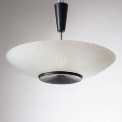Large Italian Ceiling Light, circa 1960, Striped Glass