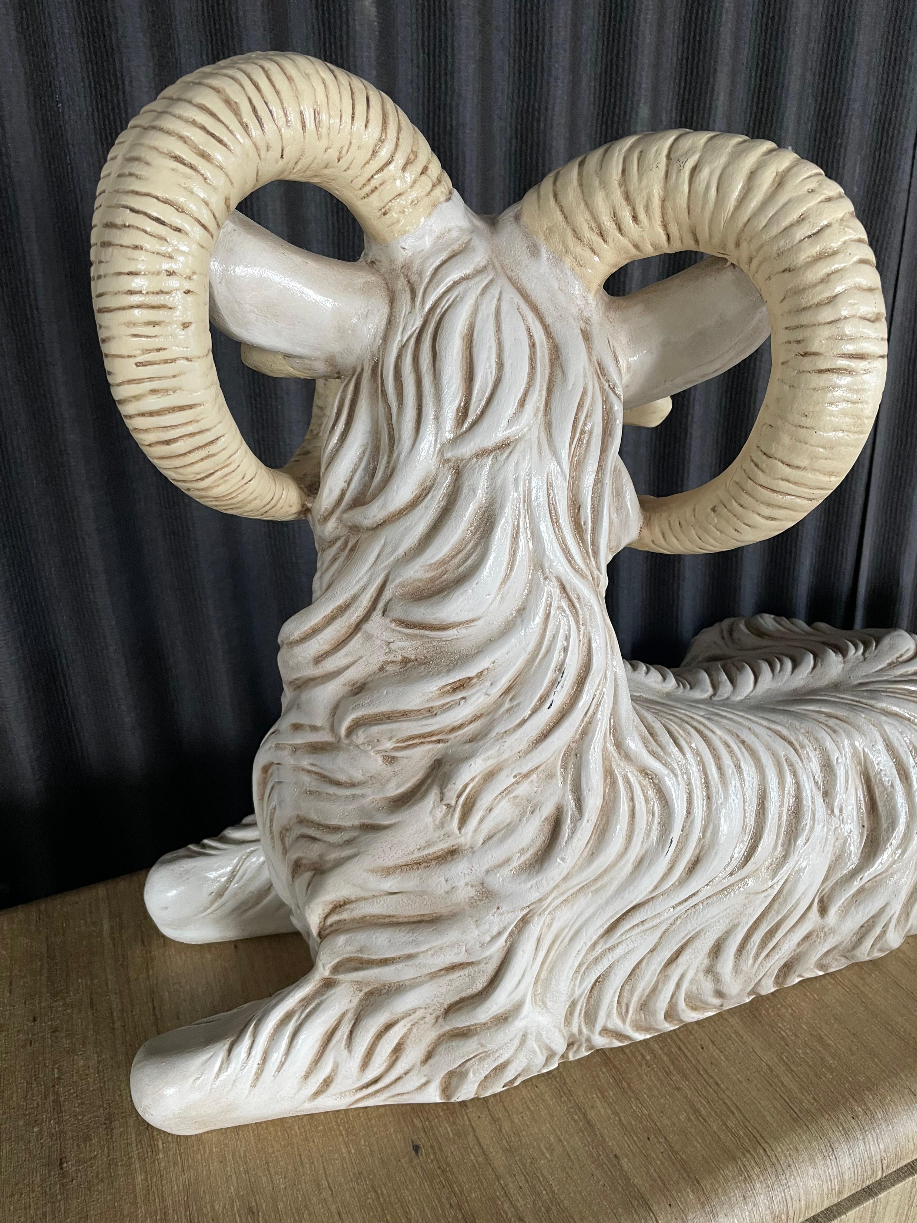 Large Italian Ceramic Bighorn Ram Sculpture 2